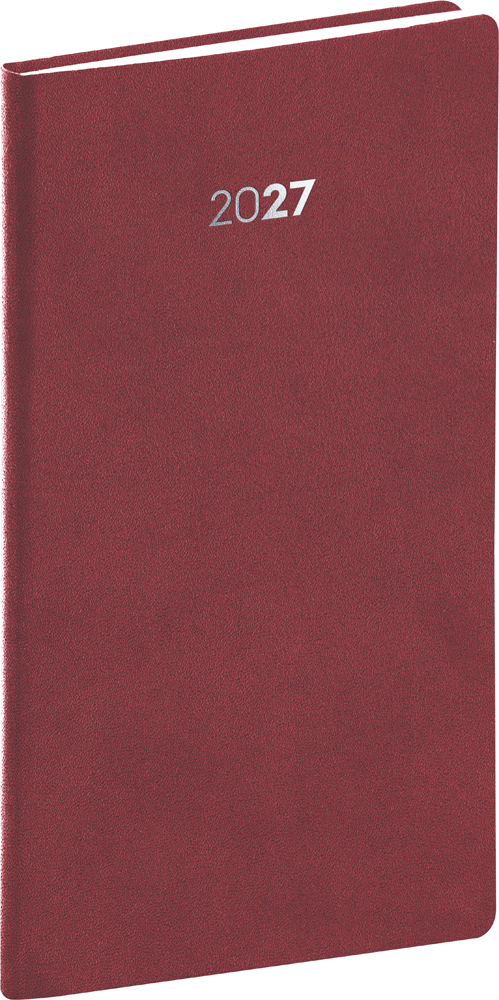 Kapesní diář Balakon 2027, 9x15,5 cm - bordó