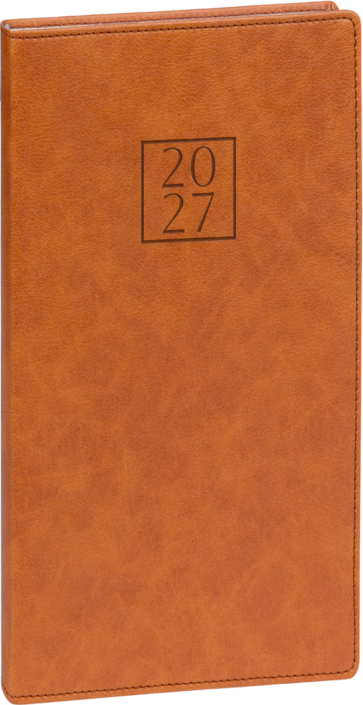Kapesní diář Prestigio 2027, 9x15,5 cm - hnědá