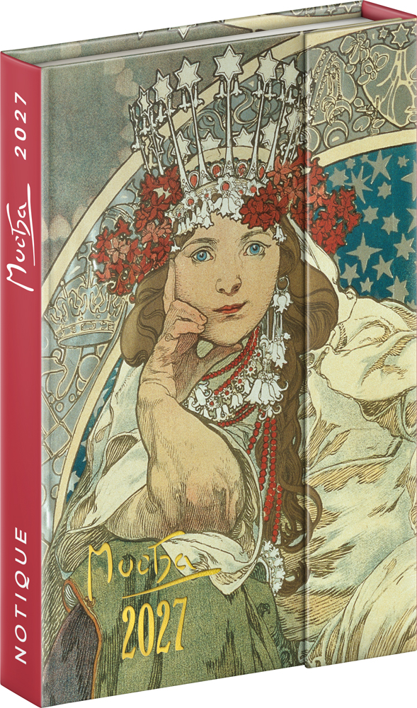 Týdenní magnetický diář Alfons Mucha 2027, 11x16 cm - východní