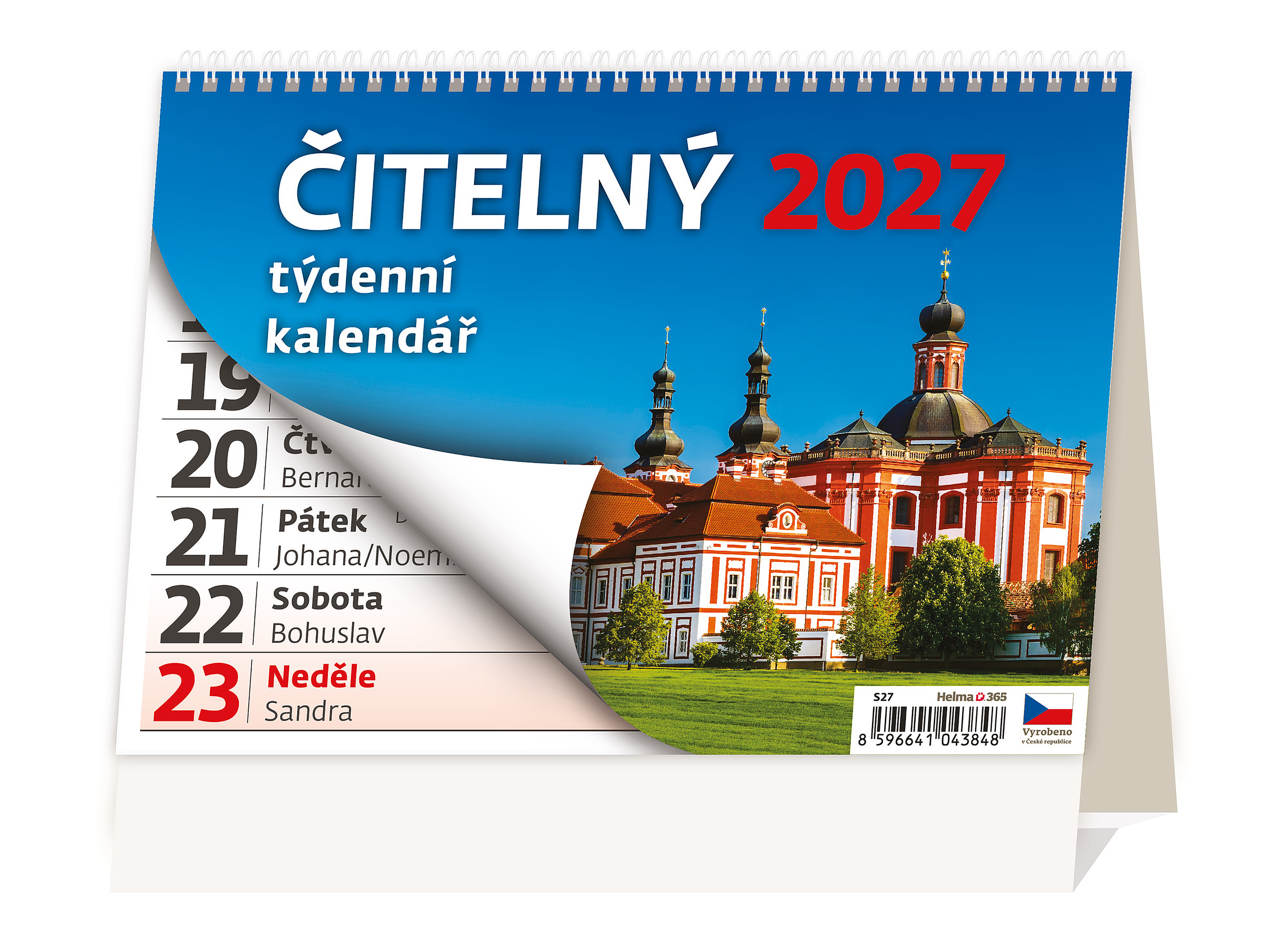 Stolní Čitelný týdenní kalendář 2027