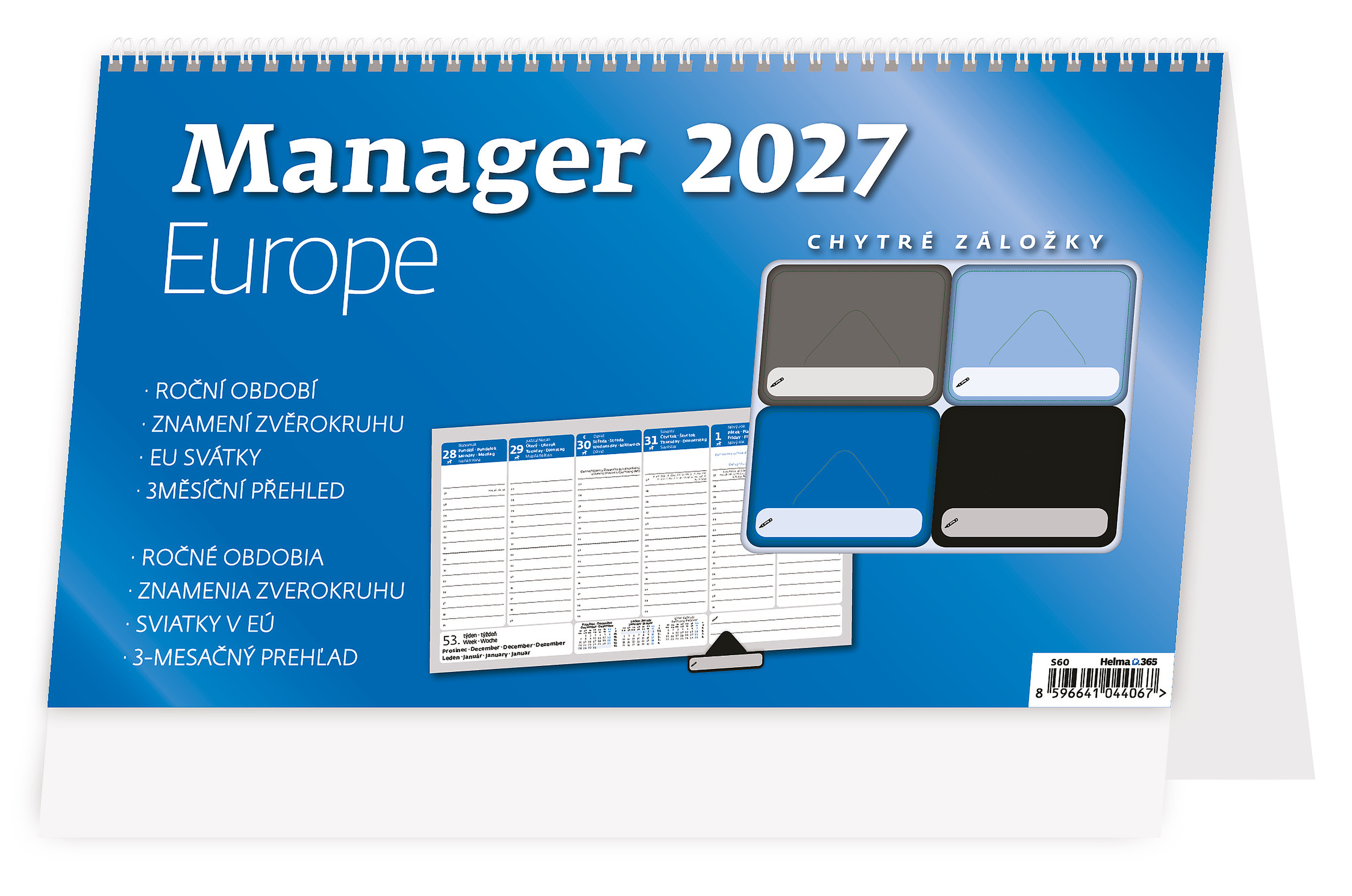 Stolní plánovací kalendář Manager Europe 2027