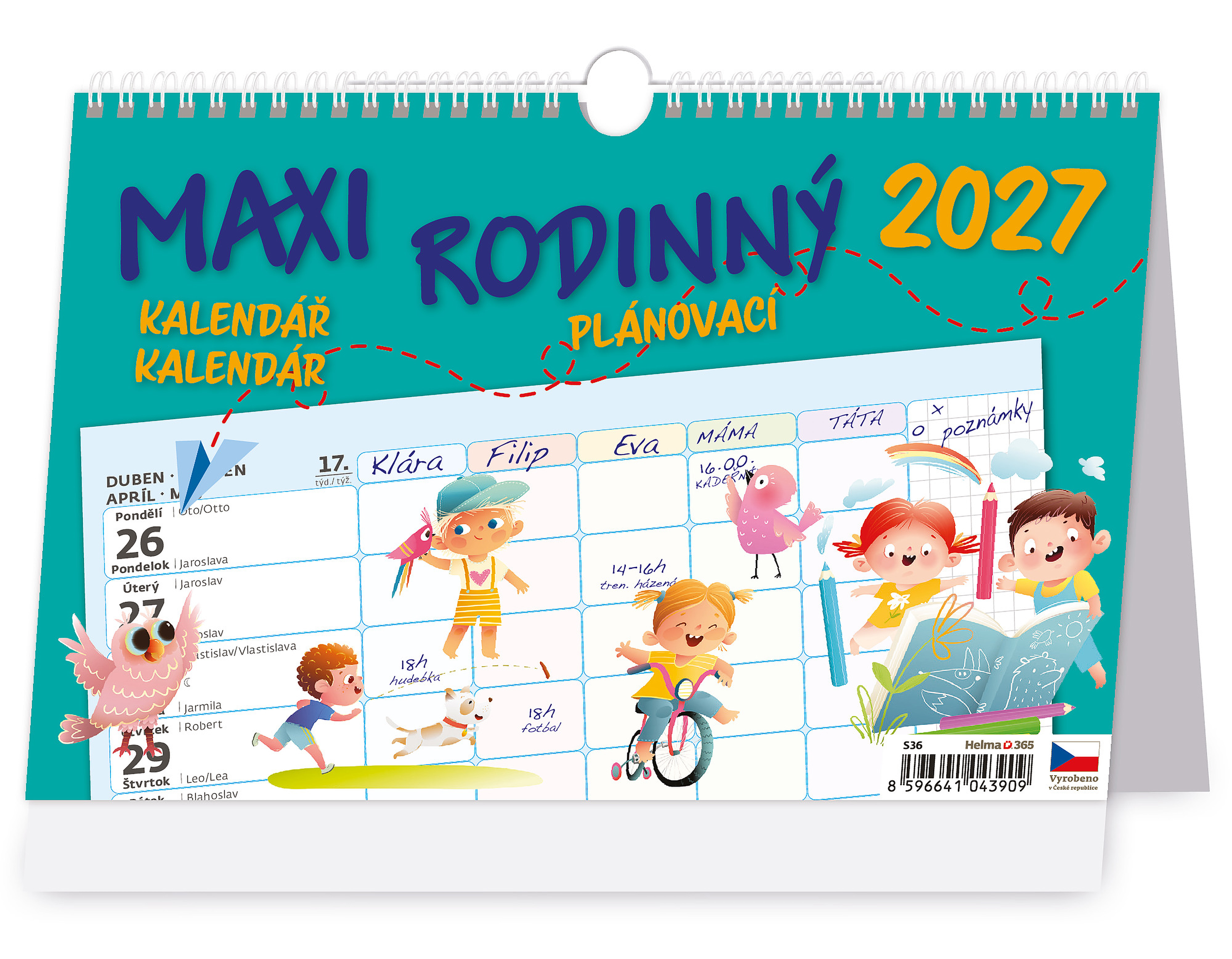 Stolní rodinný plánovací kalendář Maxi 2027
