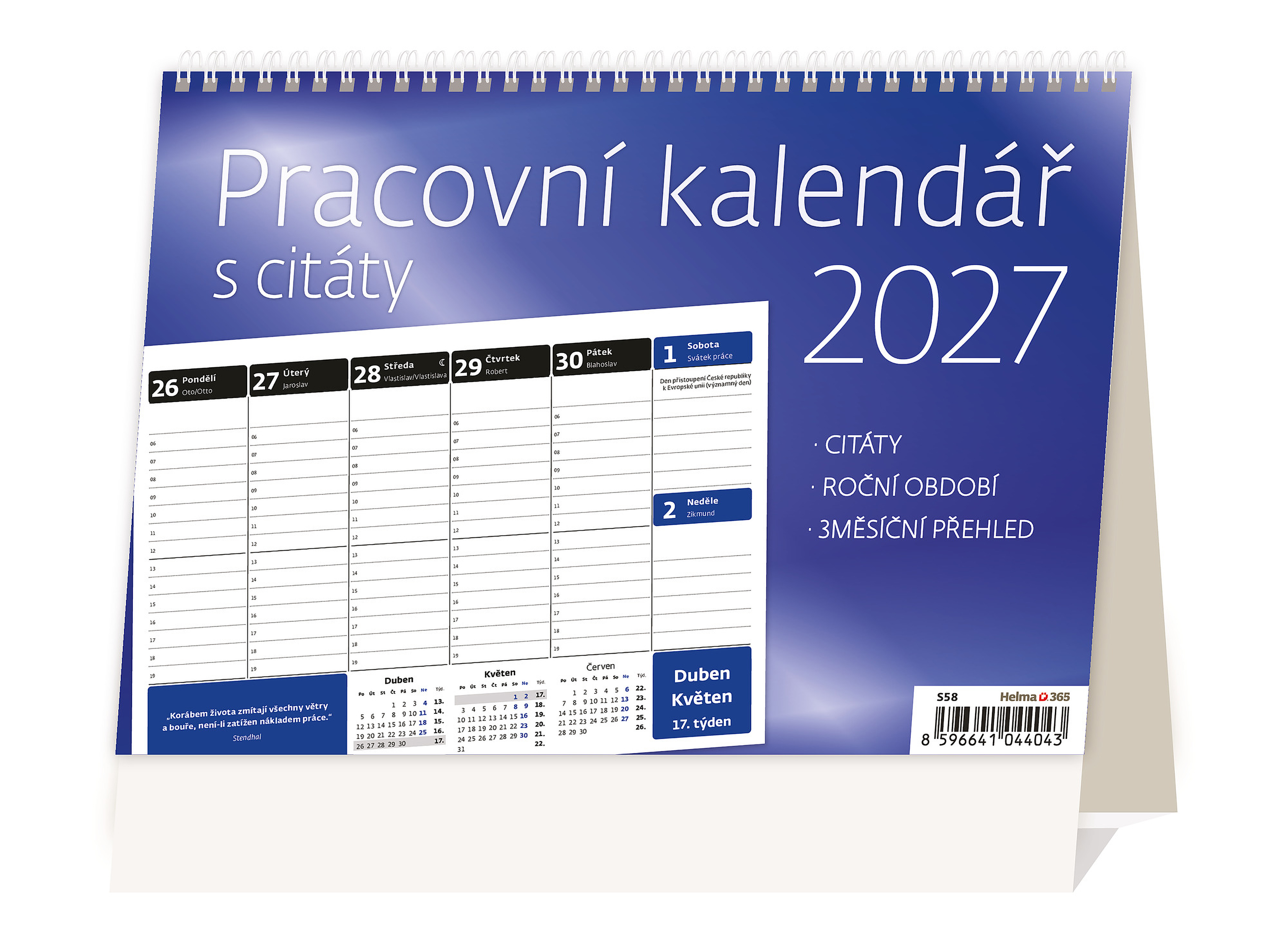 Stolní pracovní kalendář s citáty 2027