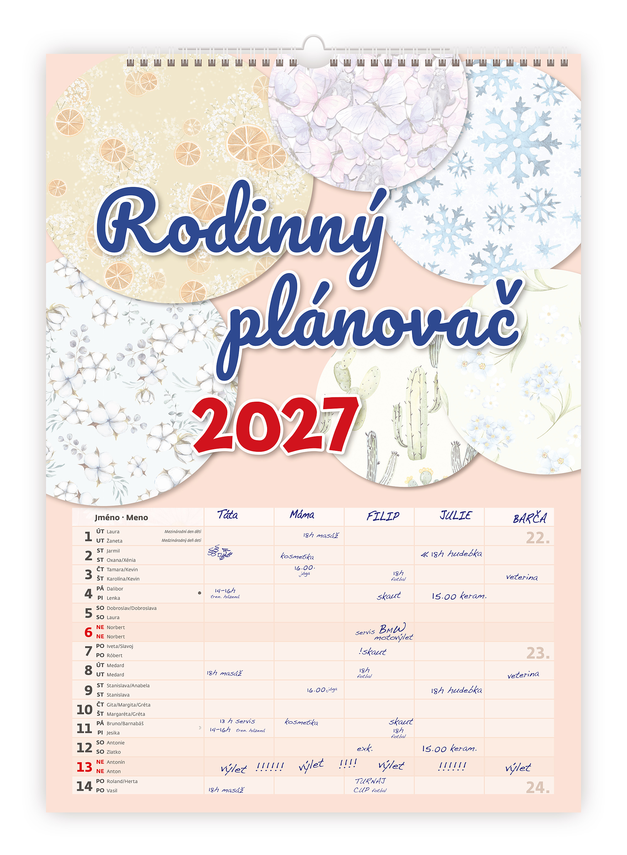 Nástěnný rodinný plánovač 2027
