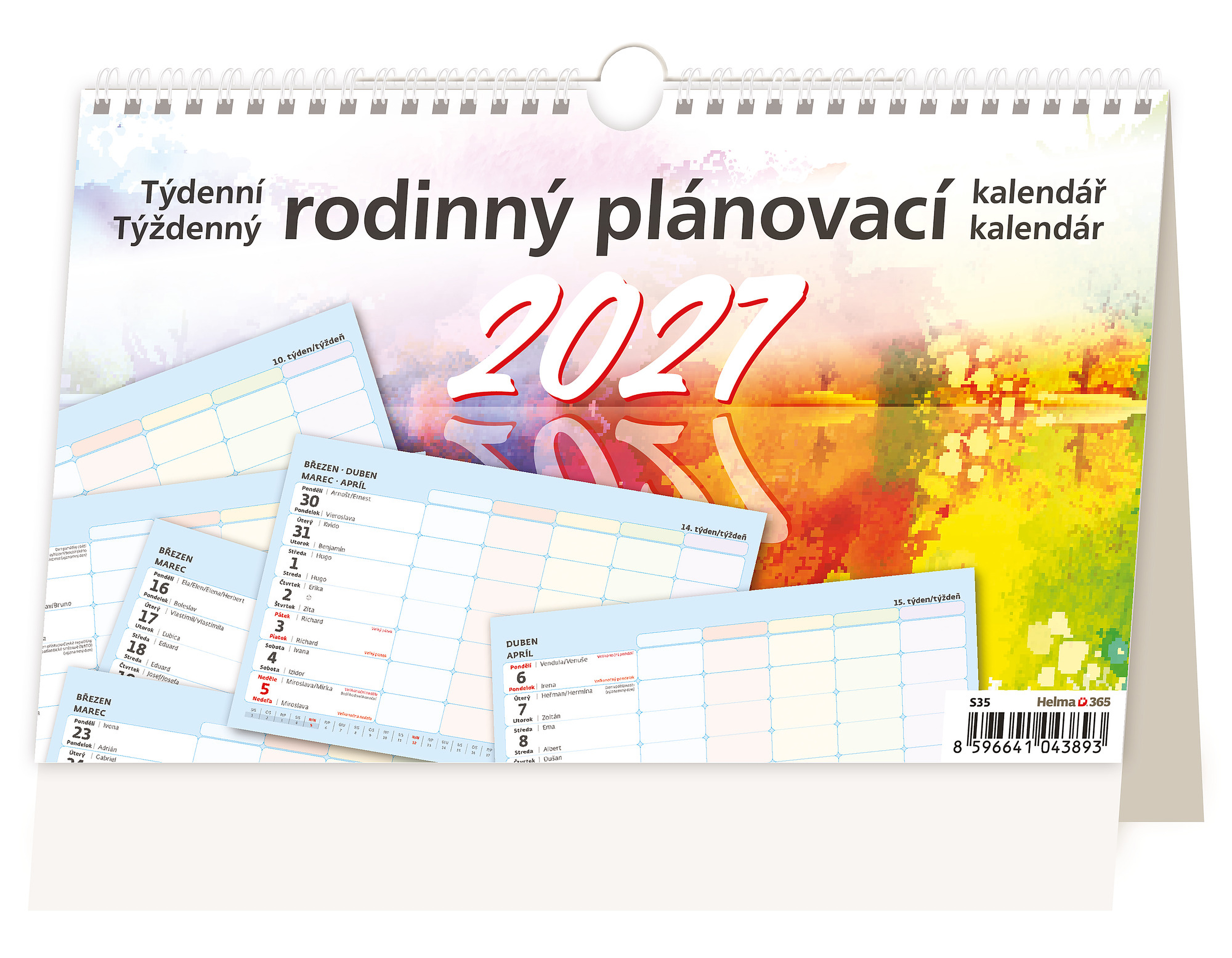 Stolní týdenní rodinný plánovací kalendář 2027