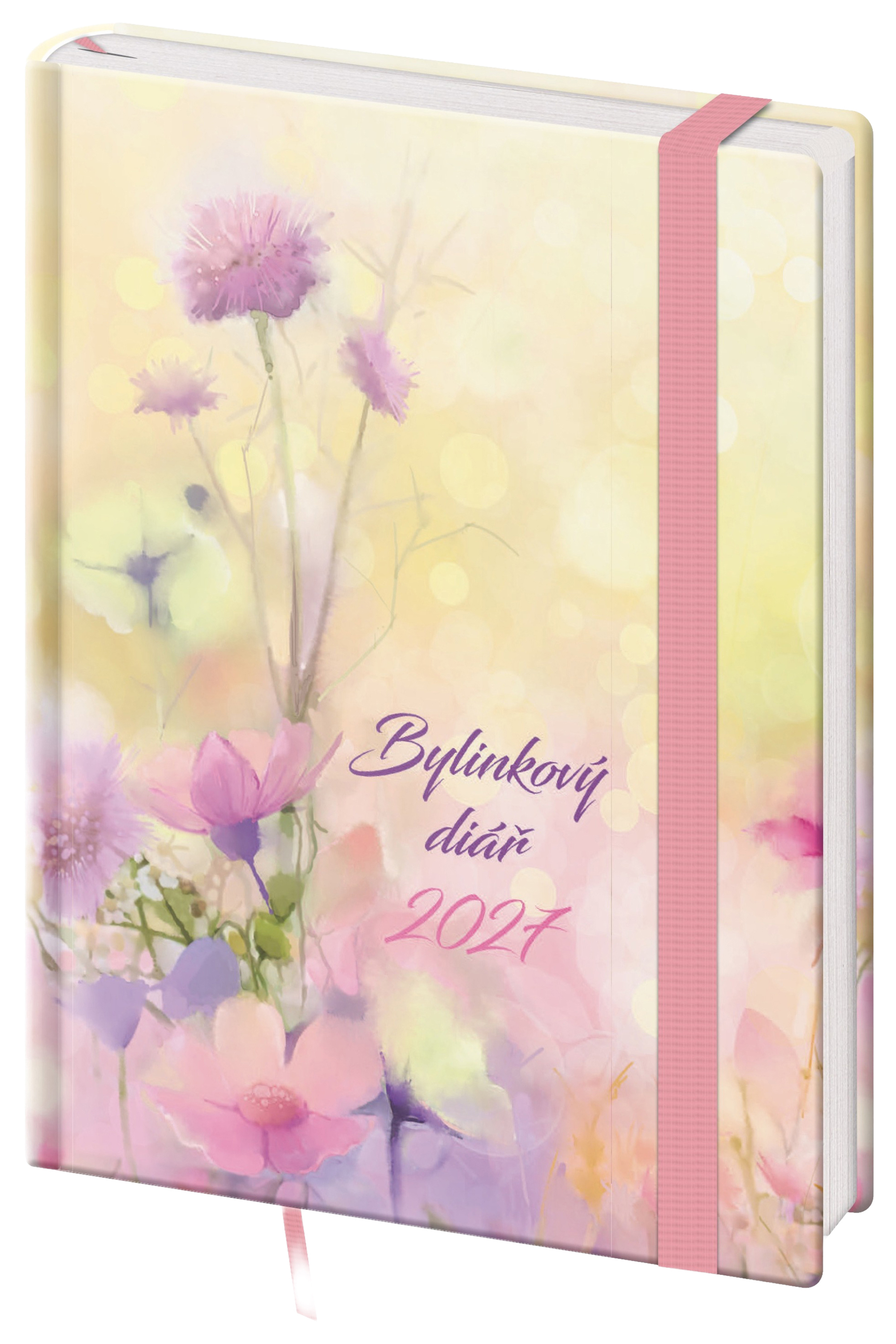 Týdenní diář Bylinkový s gumičkou 2027, B6 - žlutá