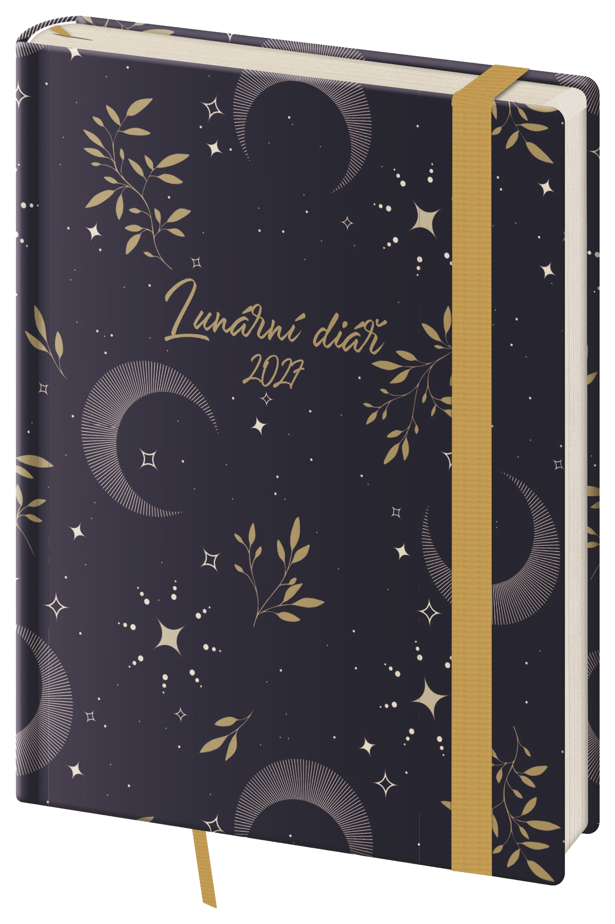 Týdenní diář Lunární s gumičkou 2027, B6 - černá
