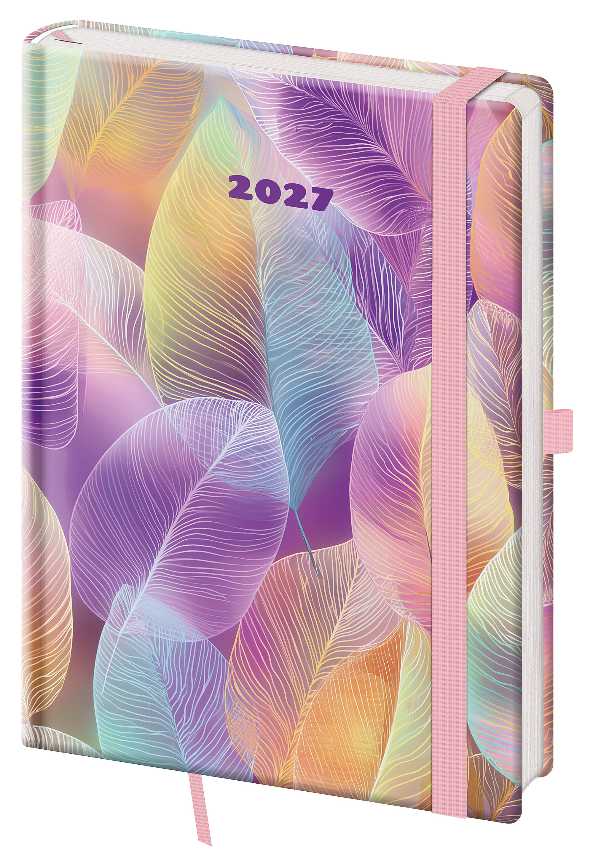 Týdenní diář Vario s gumičkou 2027, A5 - Feathers