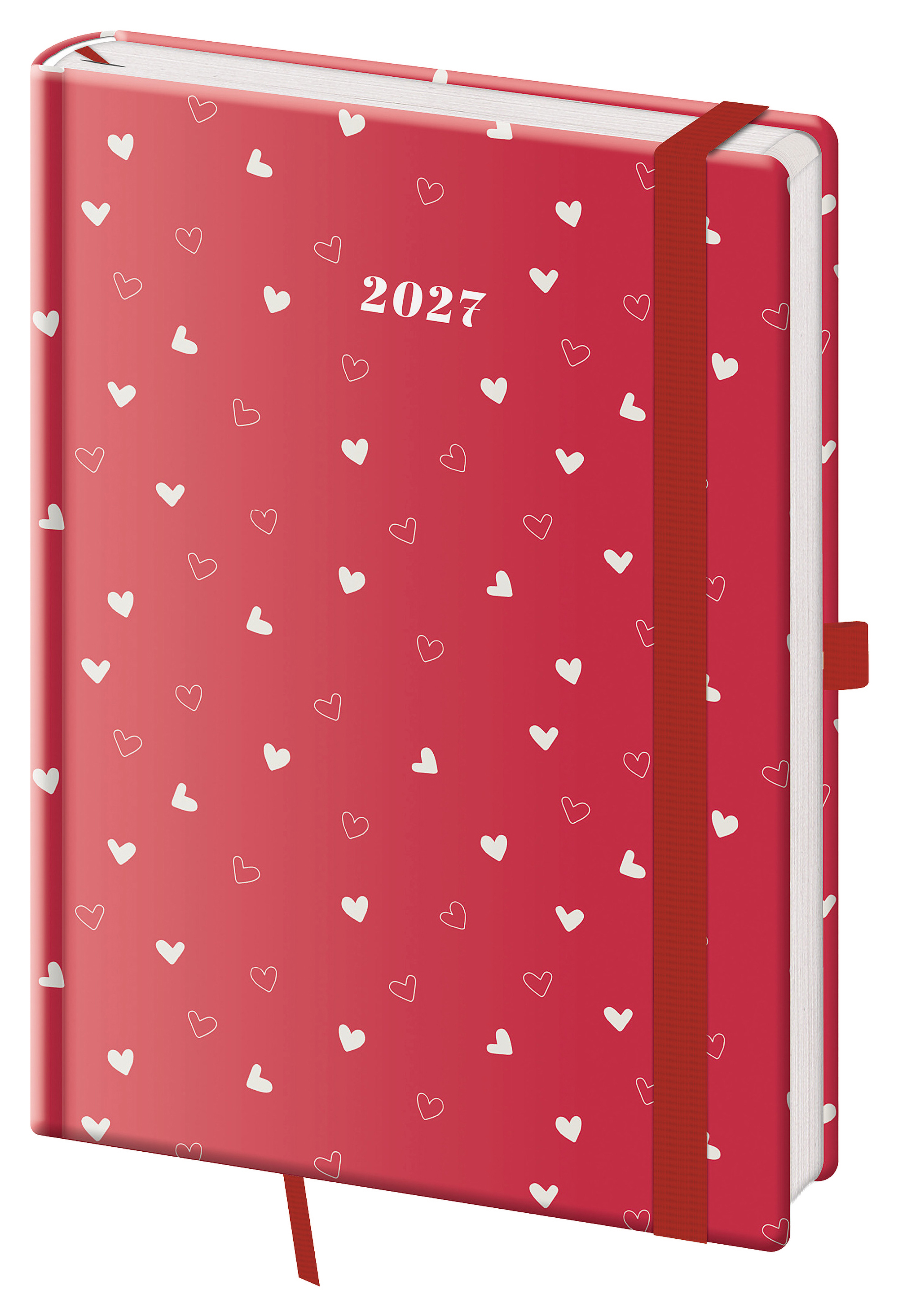 Týdenní diář Vario s gumičkou 2027, A5 - Hearts