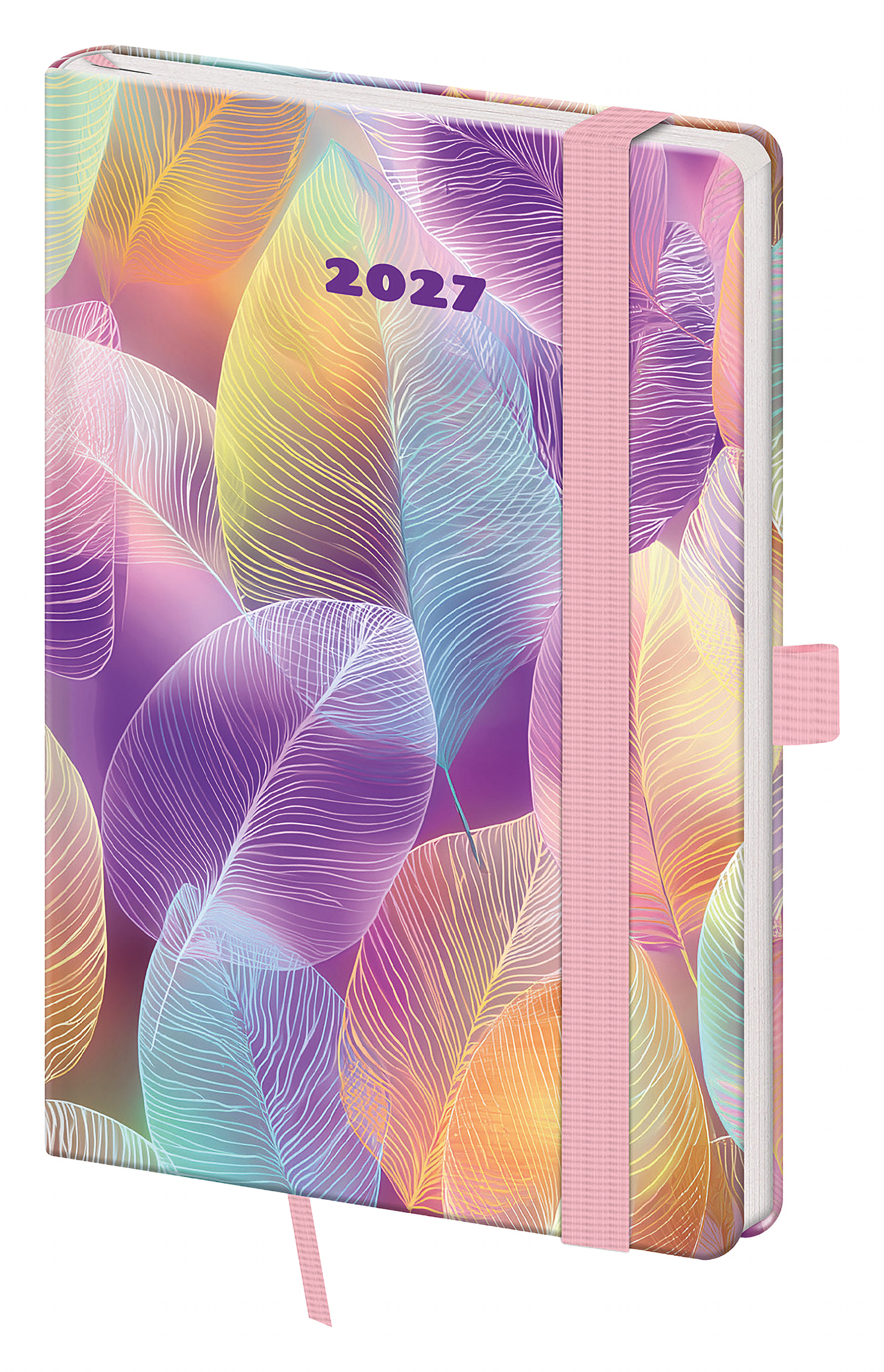 Kapesní diář Vario s gumičkou 2027, A6 - Feathers