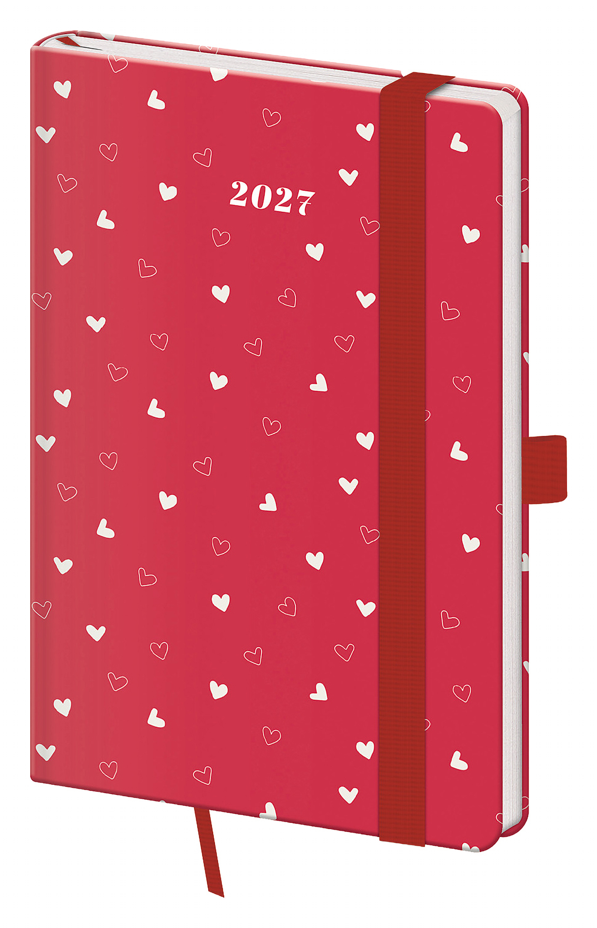 Kapesní diář Vario s gumičkou 2027, A6 - Hearts