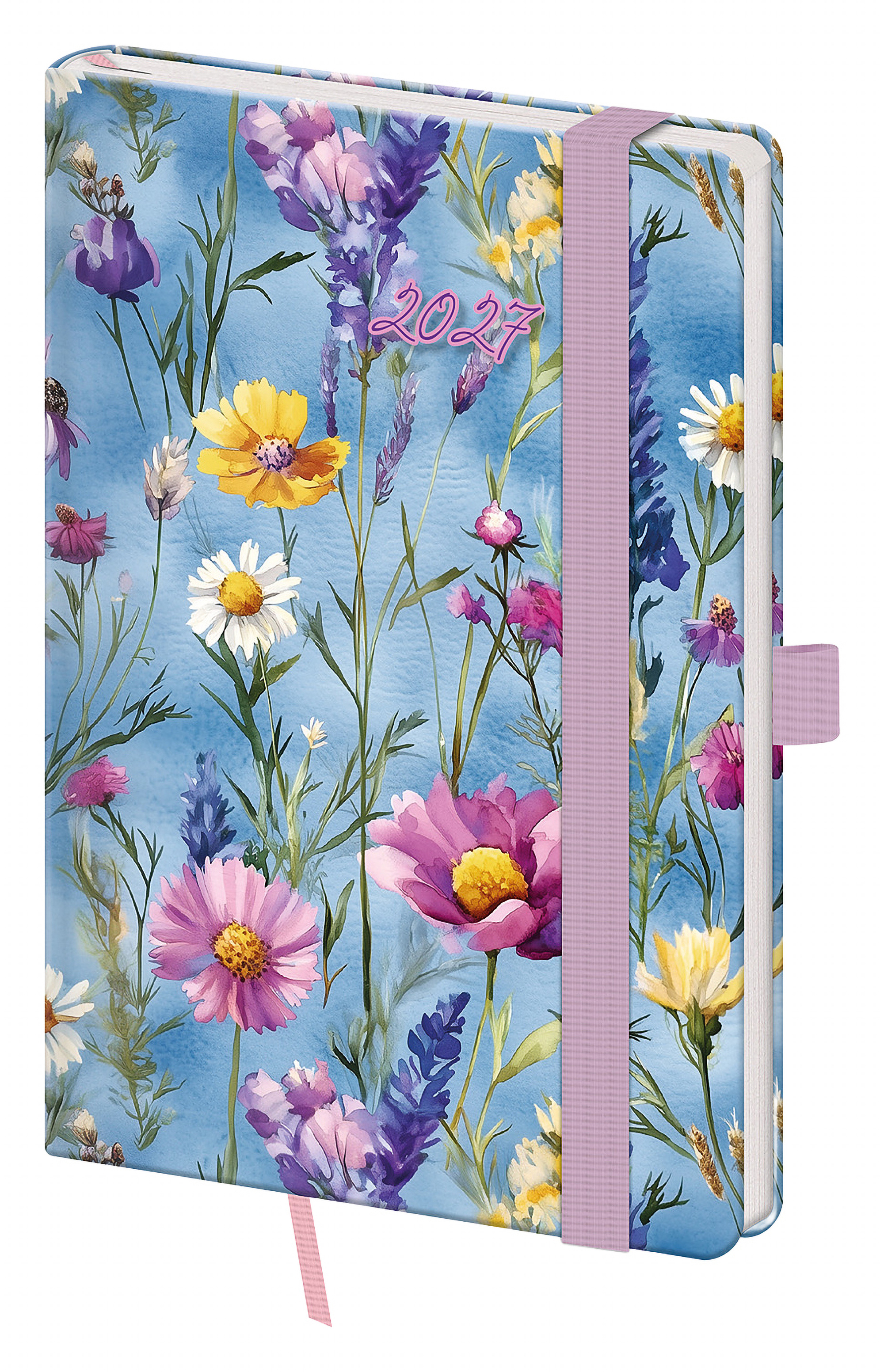 Kapesní diář Vario s gumičkou 2027, A6 - Wildflowers