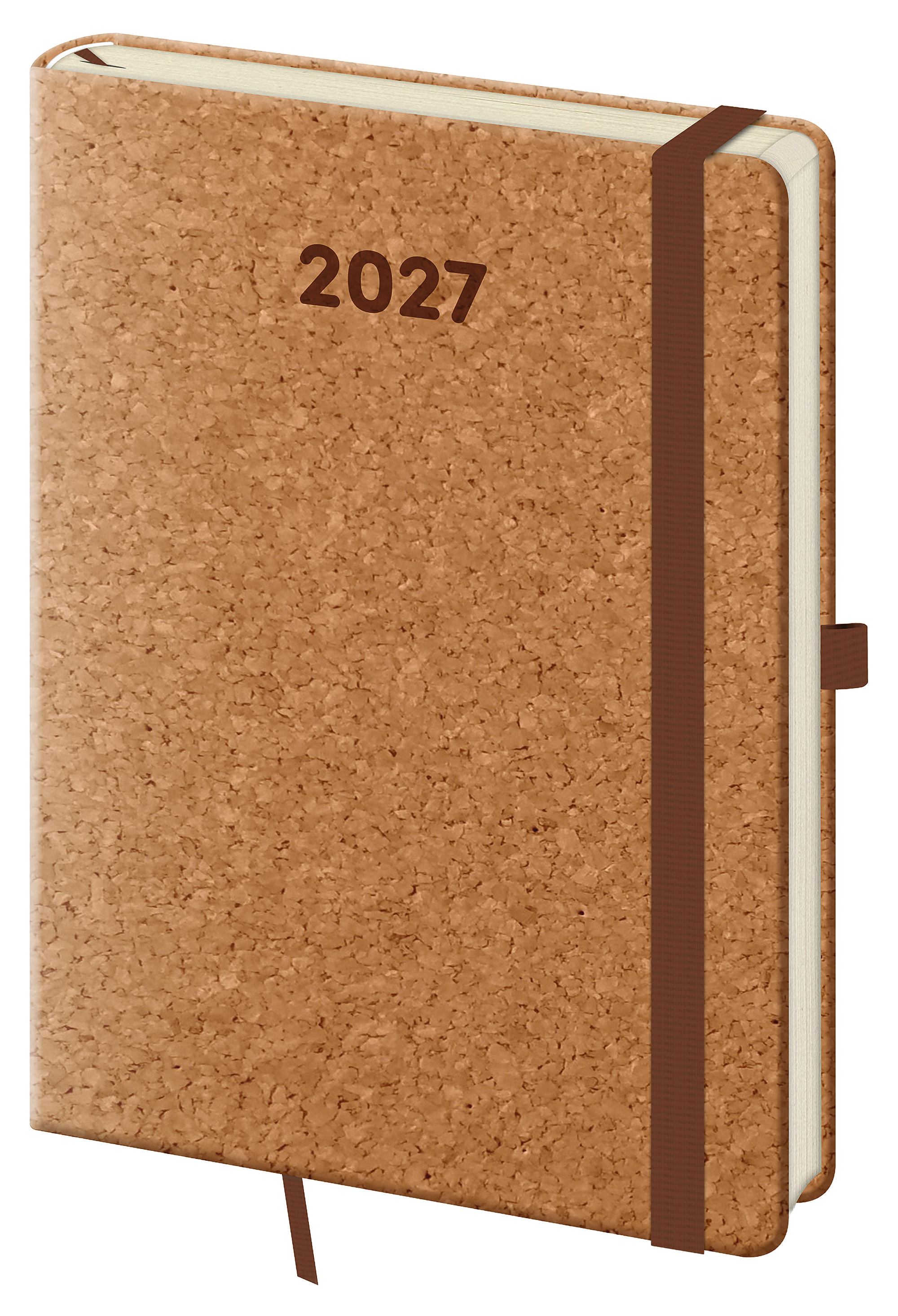 Týdenní diář Cork s poutkem 2027, A5 - hnědá