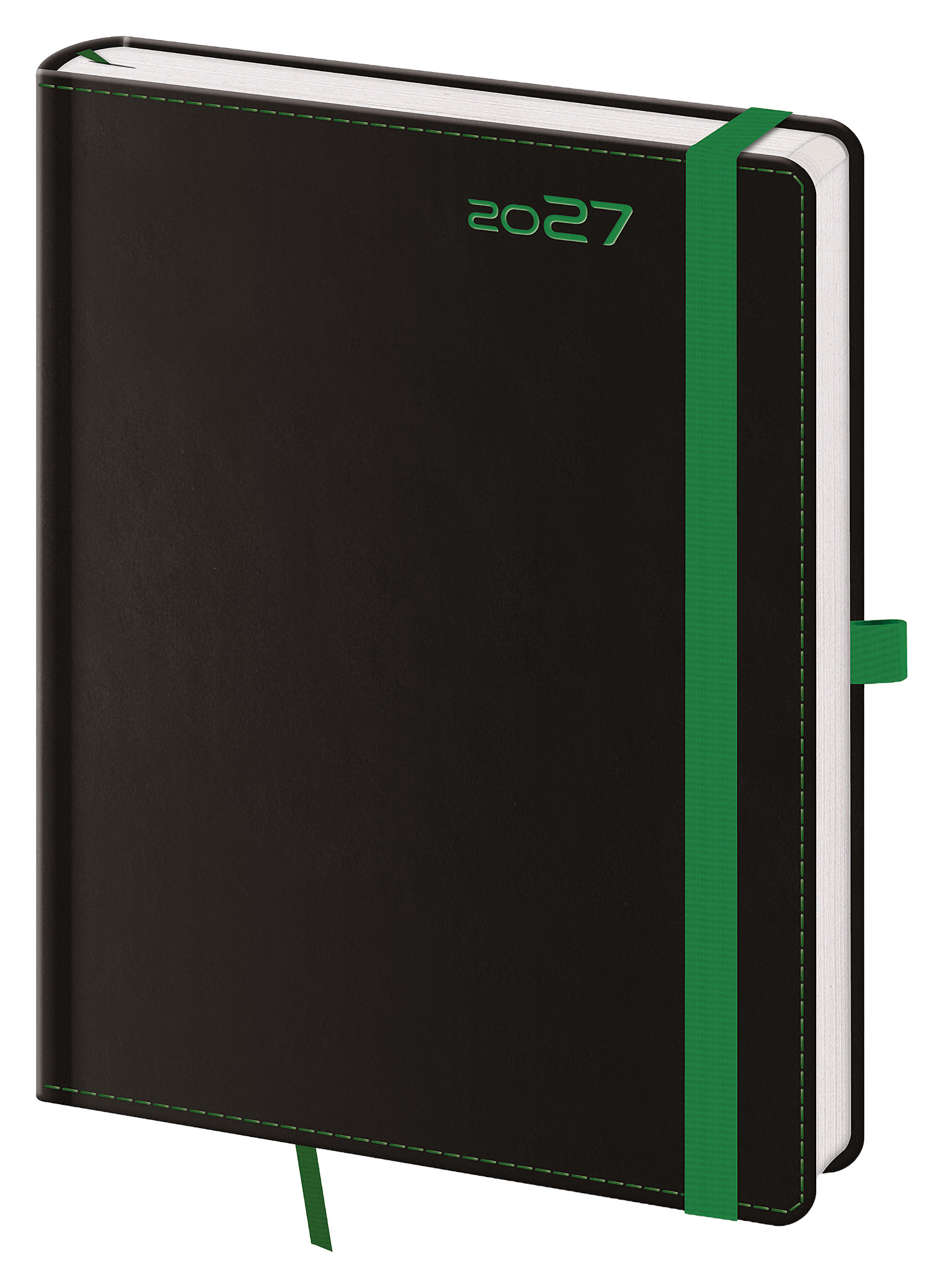Týdenní diář Black Green s poutkem 2027, B6 - Black Green