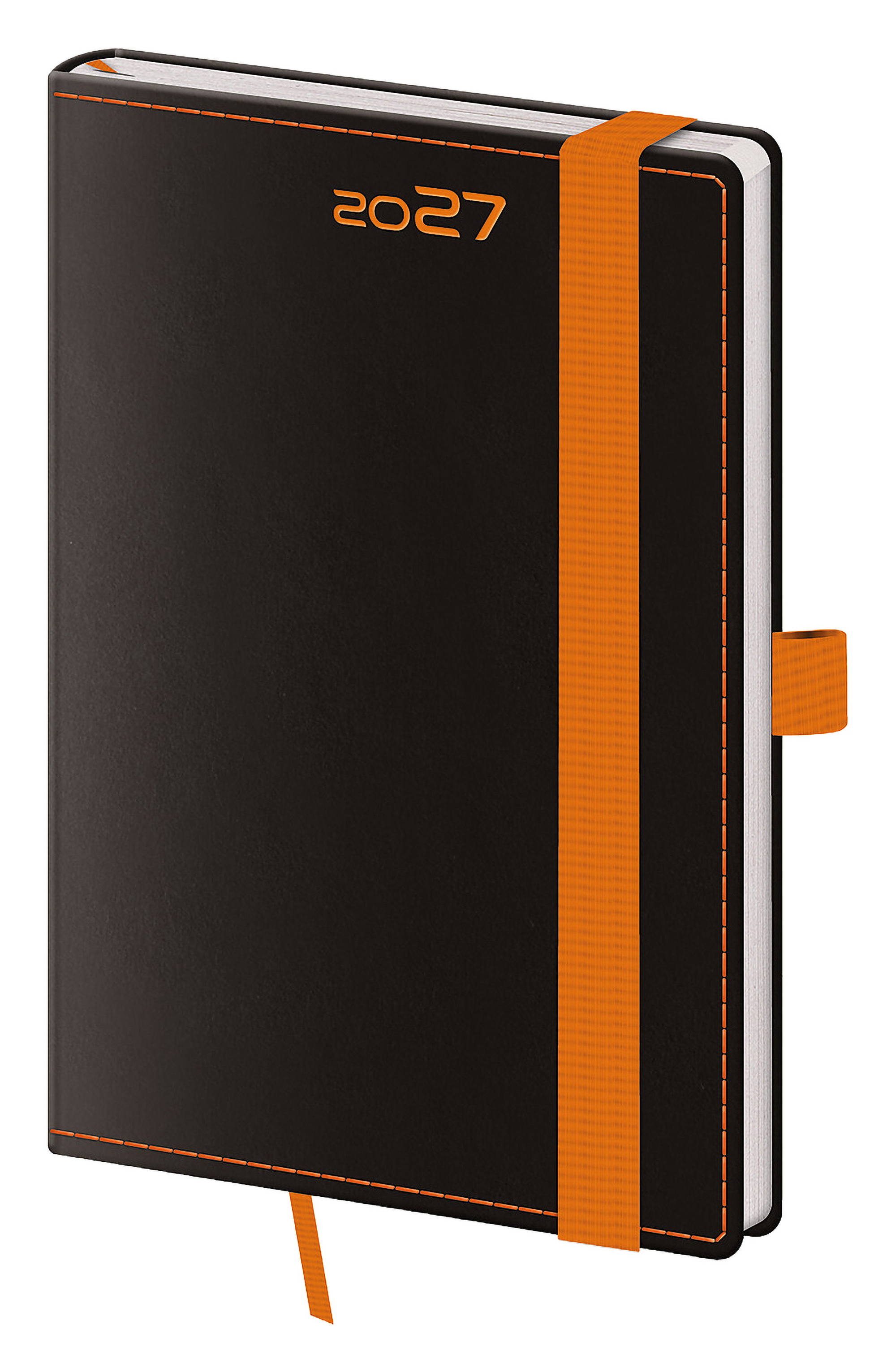 Kapesní diář Black Orange s poutkem 2027, A6 - Black Orange