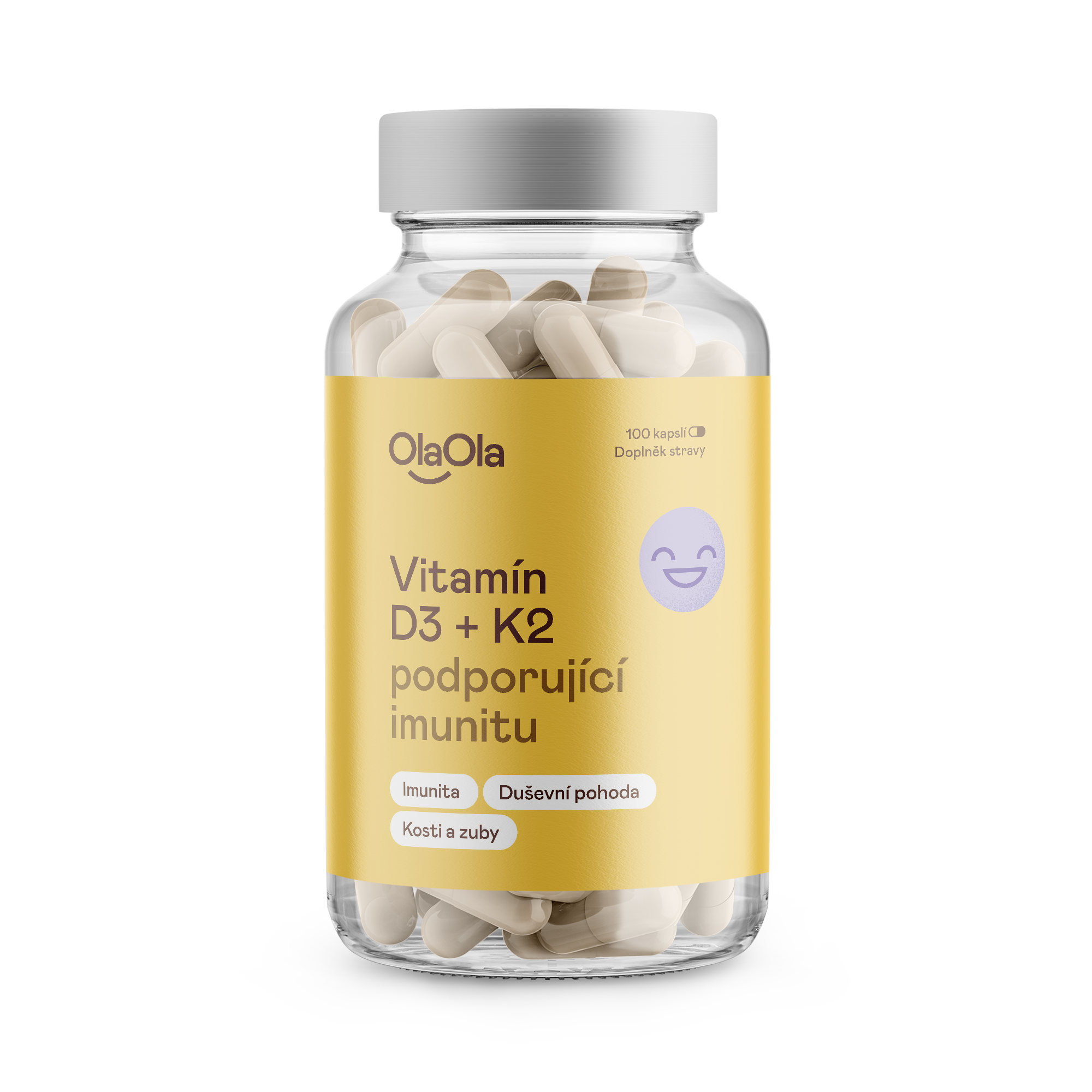 Vitamin D3 a K2, 100 kapslí