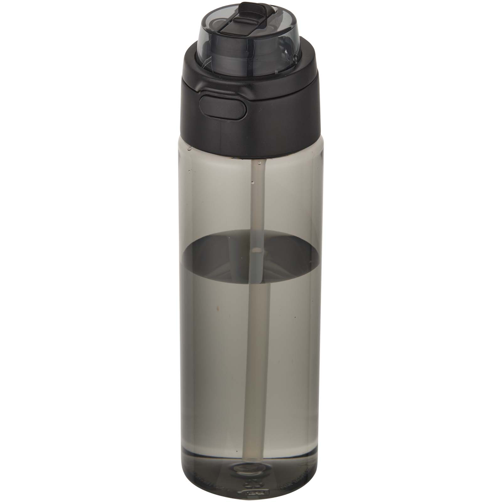 Lahev Unbranded Láhev na vodu Theron 700 ml z recyklovaného plastu RCS s víčkem s dvojí funkcí a sklopnou slámkou Solid black