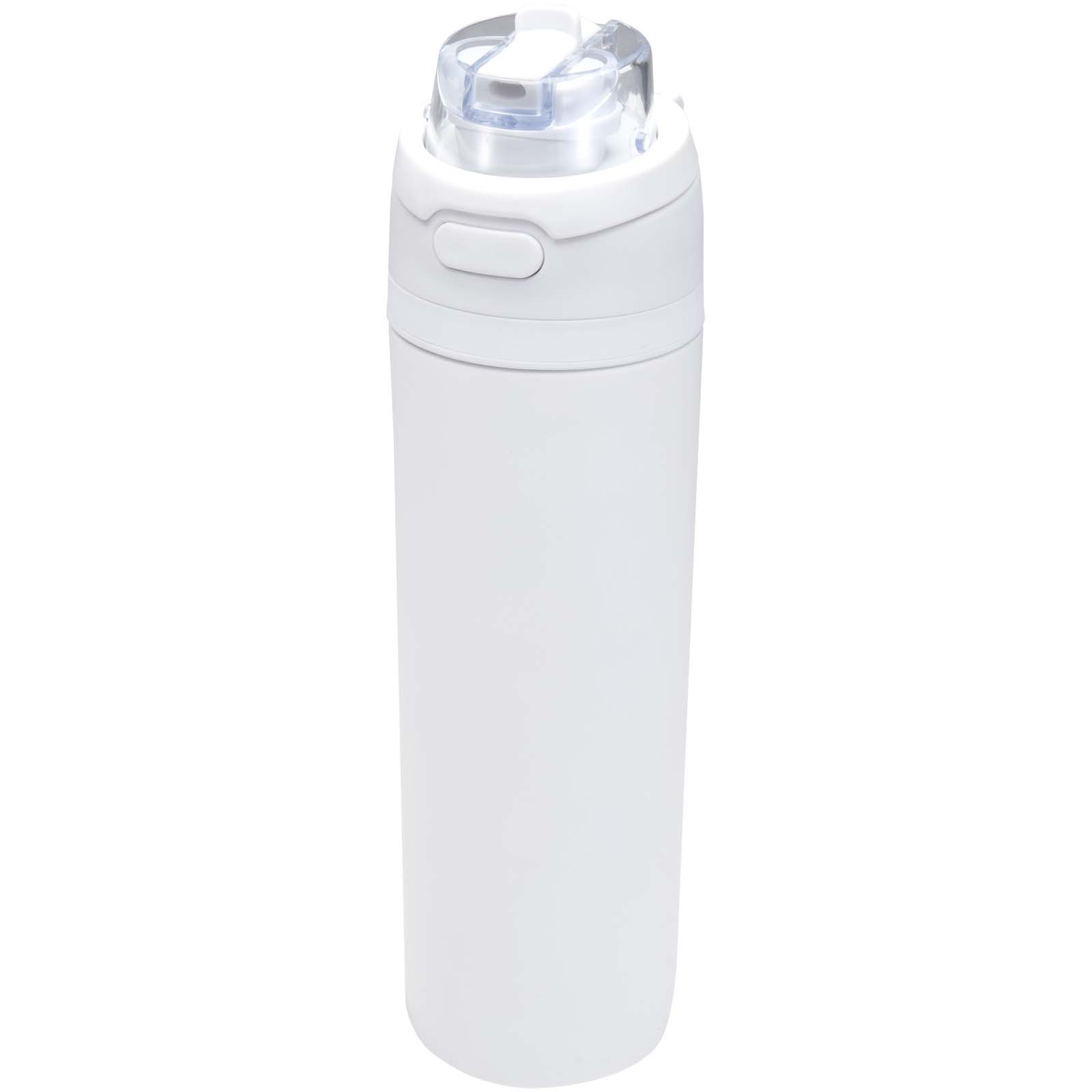 Lahev Unbranded Láhev na vodu Theron 800 ml z recyklované nerezové oceli s jednoduchou stěnou, vybavená víčkem s dvojí funkcí a sklopnou brčk White