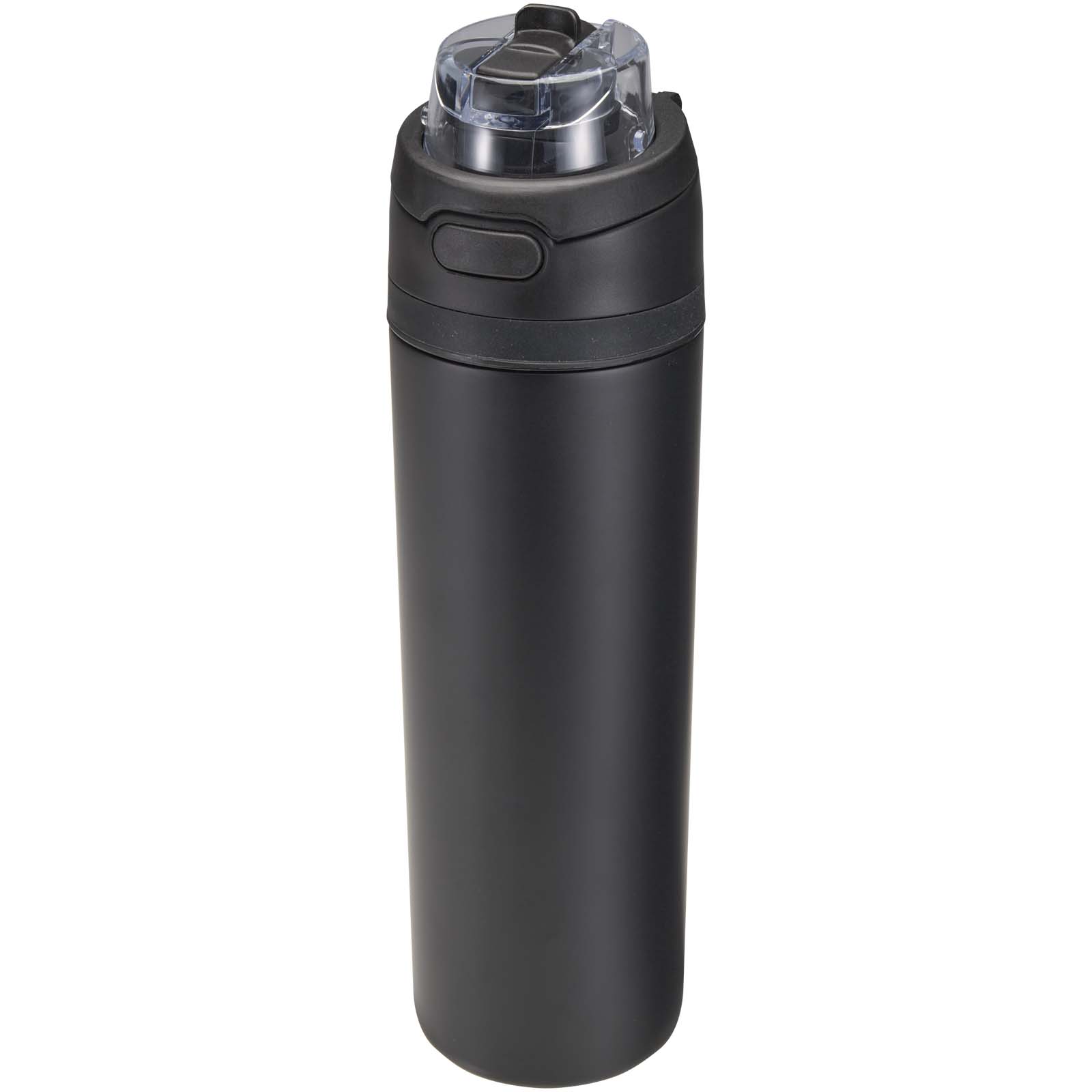 Lahev Unbranded Láhev na vodu Theron 800 ml z recyklované nerezové oceli s jednoduchou stěnou, vybavená víčkem s dvojí funkcí a sklopnou brčk Solid black