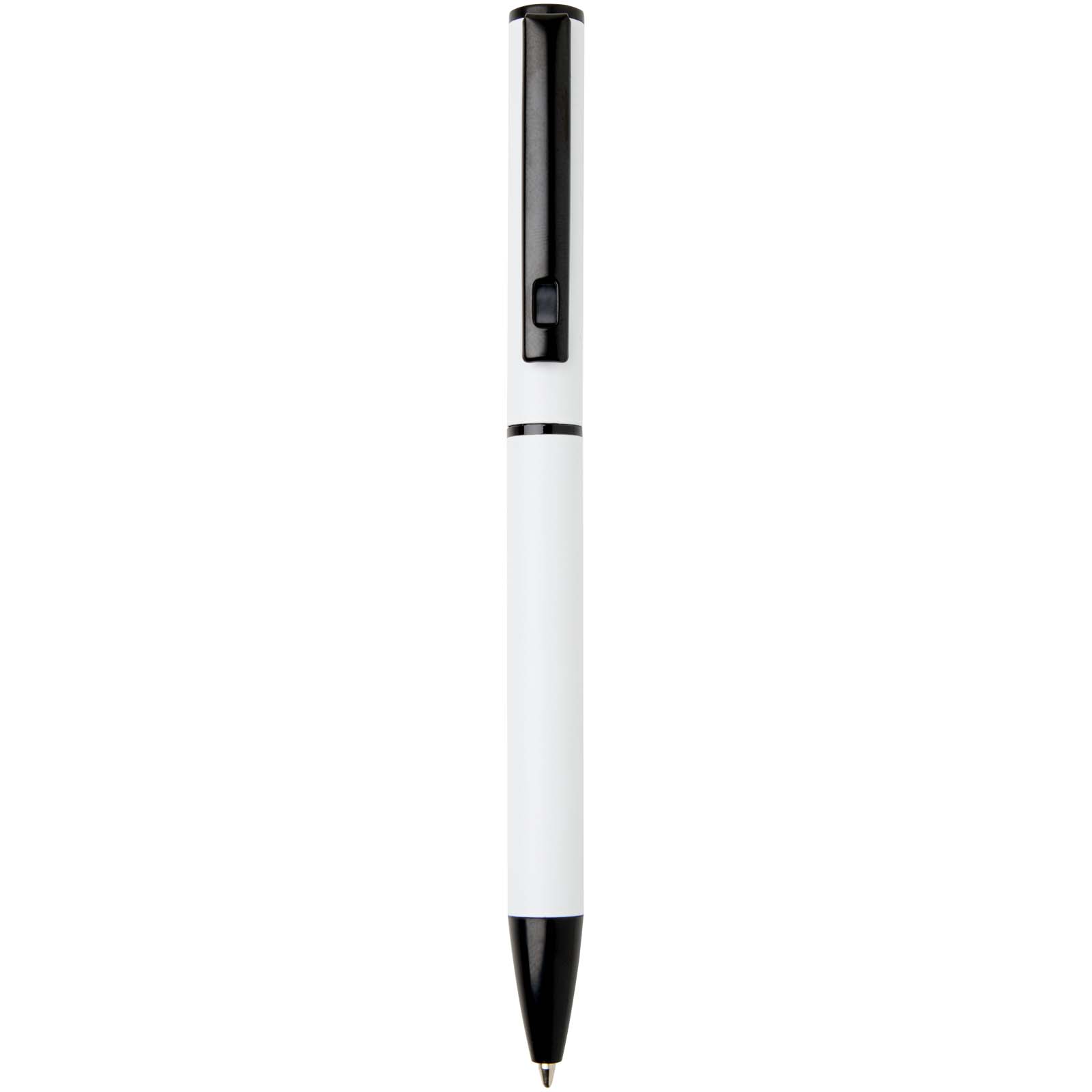 Propiska Unbranded Kuličkové pero Verton z recyklovaného hliníku s otočným mechanismem a krytem (modrá barva) White