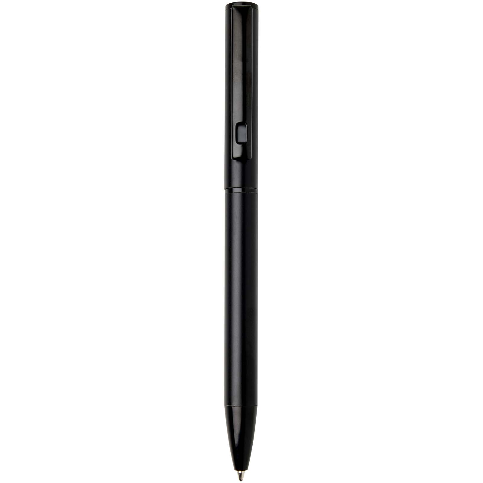 Propiska Unbranded Kuličkové pero Verton z recyklovaného hliníku s otočným mechanismem a krytem (modrá barva) Solid black