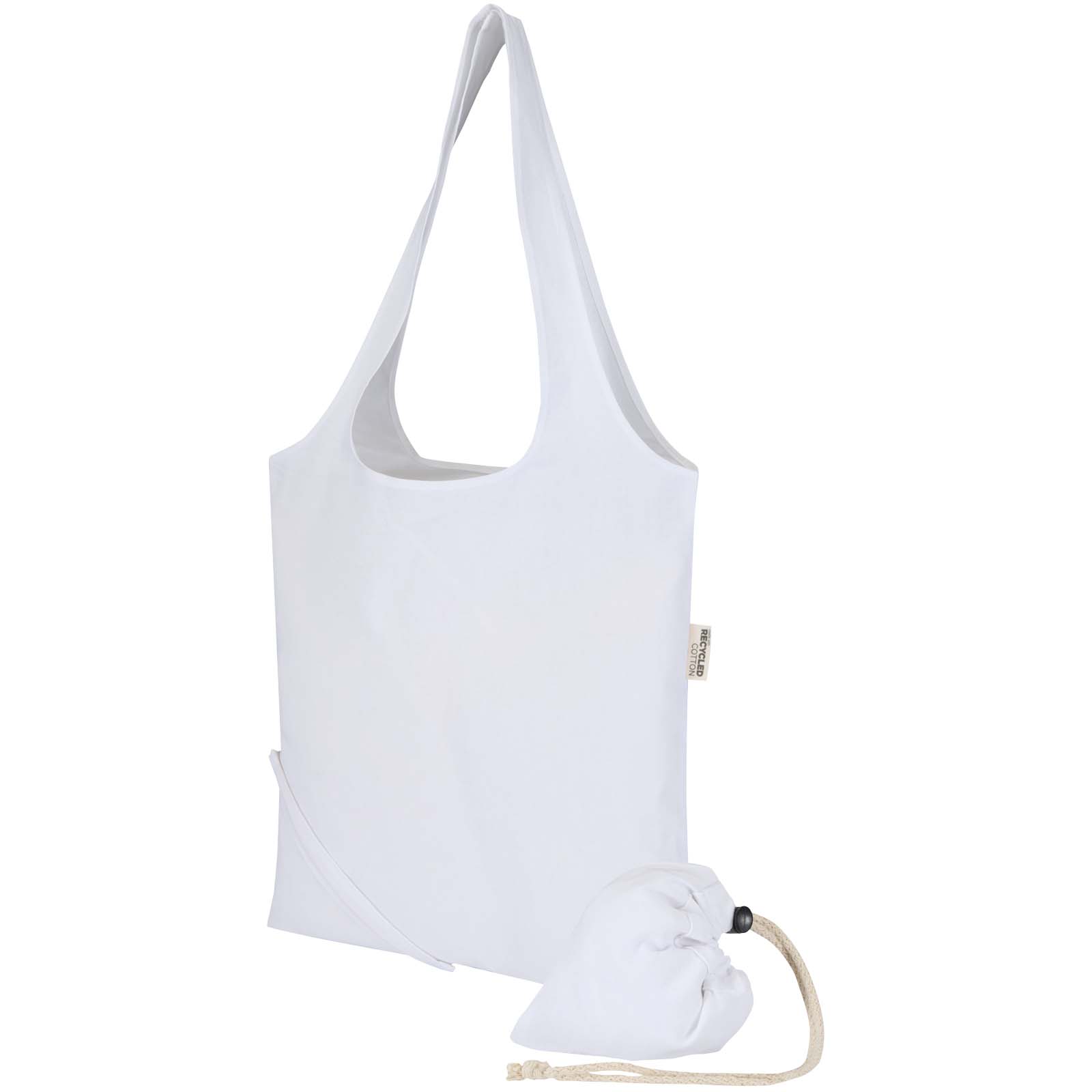 Nákupní taška Unbranded Skládací bavlněná taška Madras Blend 140 g/m², certifikovaná GRS, z recyklovaného materiálu, objem 7 l White