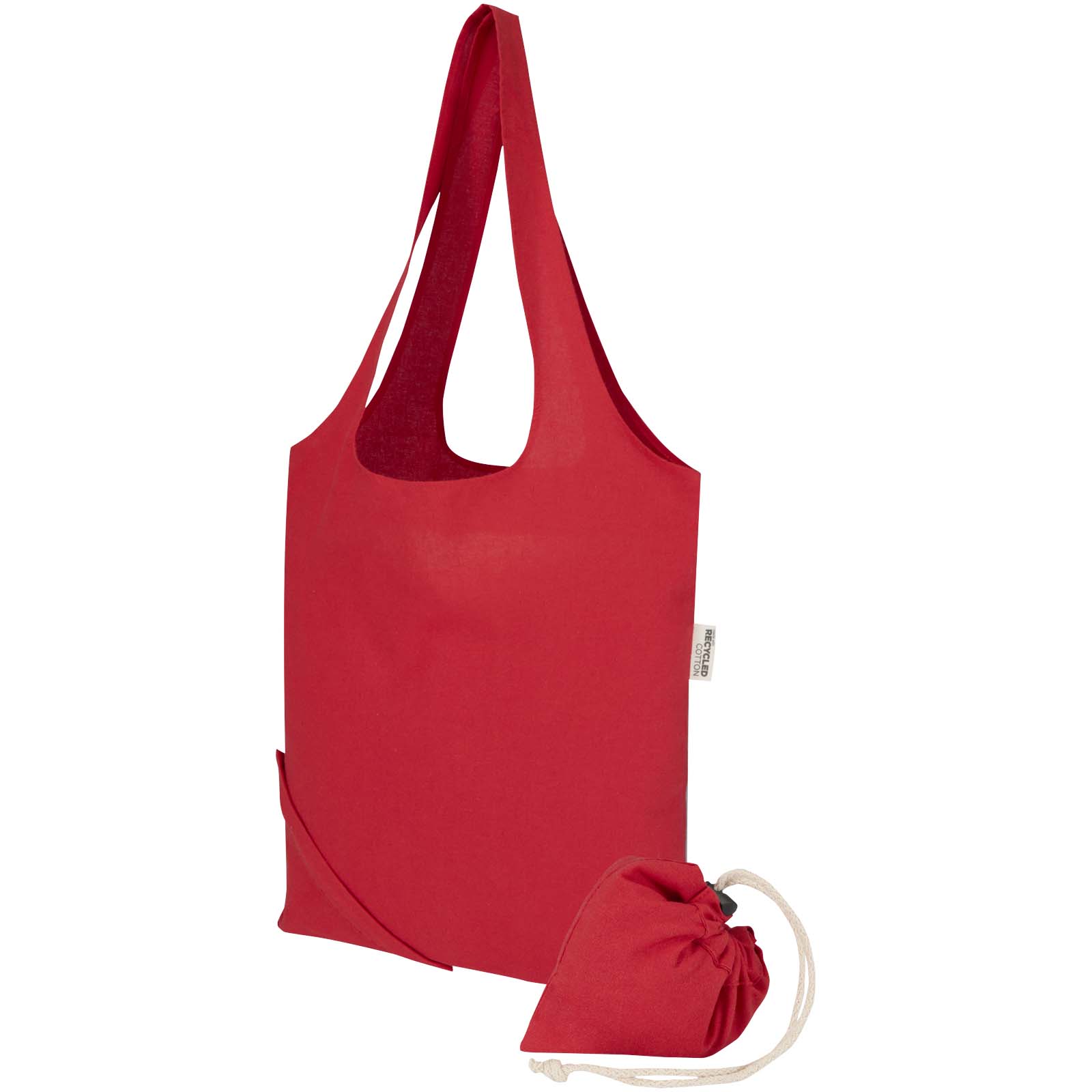 Nákupní taška Unbranded Skládací bavlněná taška Madras Blend 140 g/m², certifikovaná GRS, z recyklovaného materiálu, objem 7 l Red