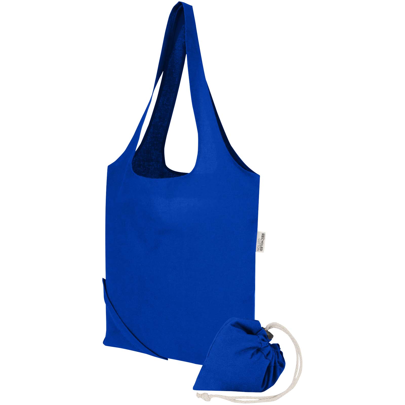 Nákupní taška Unbranded Skládací bavlněná taška Madras Blend 140 g/m², certifikovaná GRS, z recyklovaného materiálu, objem 7 l Royal blue