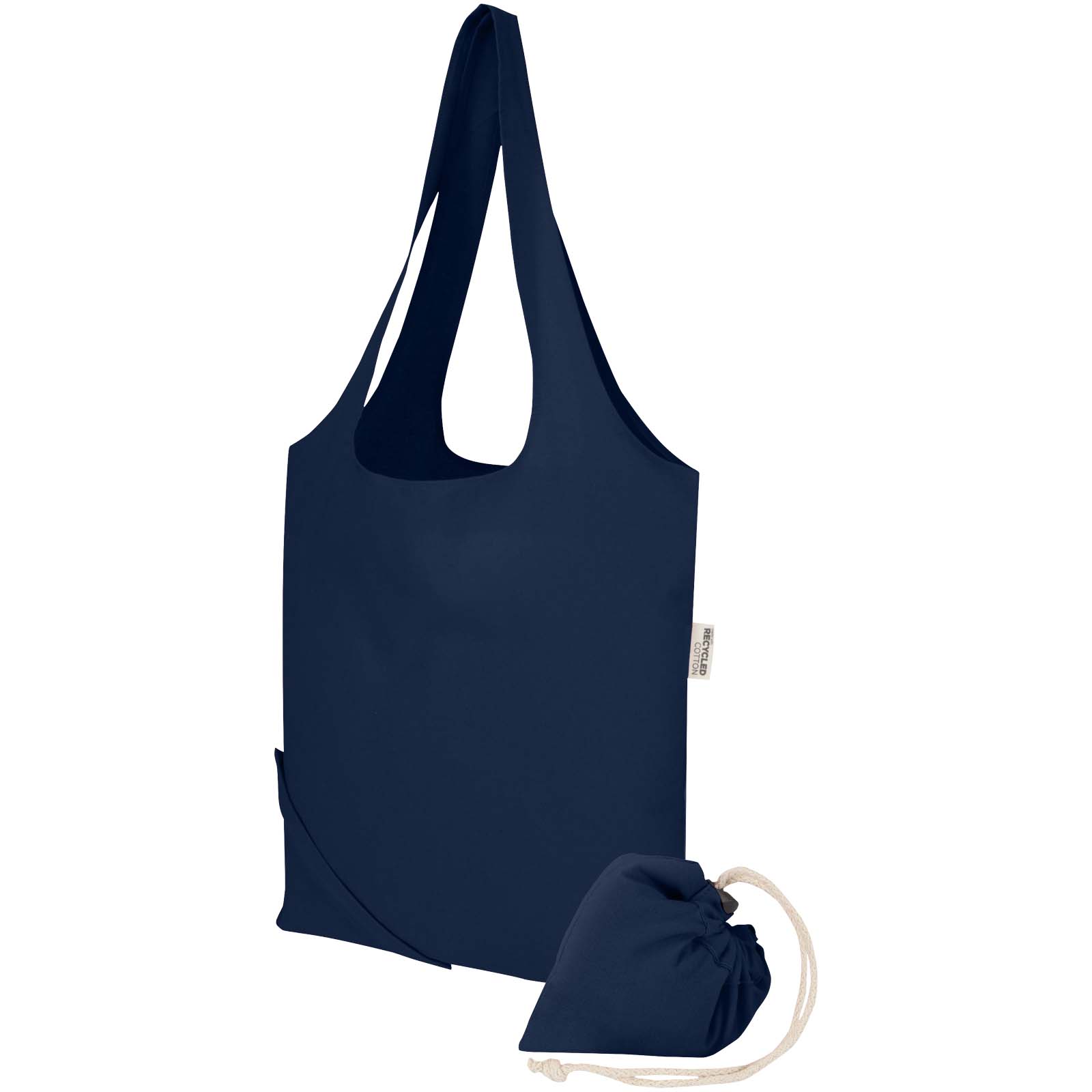 Nákupní taška Unbranded Skládací bavlněná taška Madras Blend 140 g/m², certifikovaná GRS, z recyklovaného materiálu, objem 7 l Navy