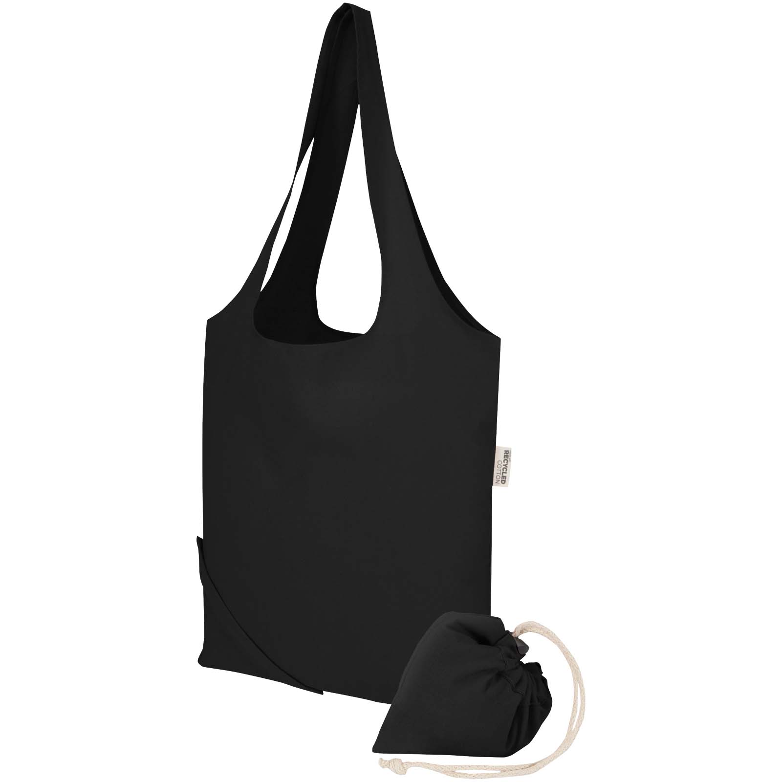 Nákupní taška Unbranded Skládací bavlněná taška Madras Blend 140 g/m², certifikovaná GRS, z recyklovaného materiálu, objem 7 l Solid black