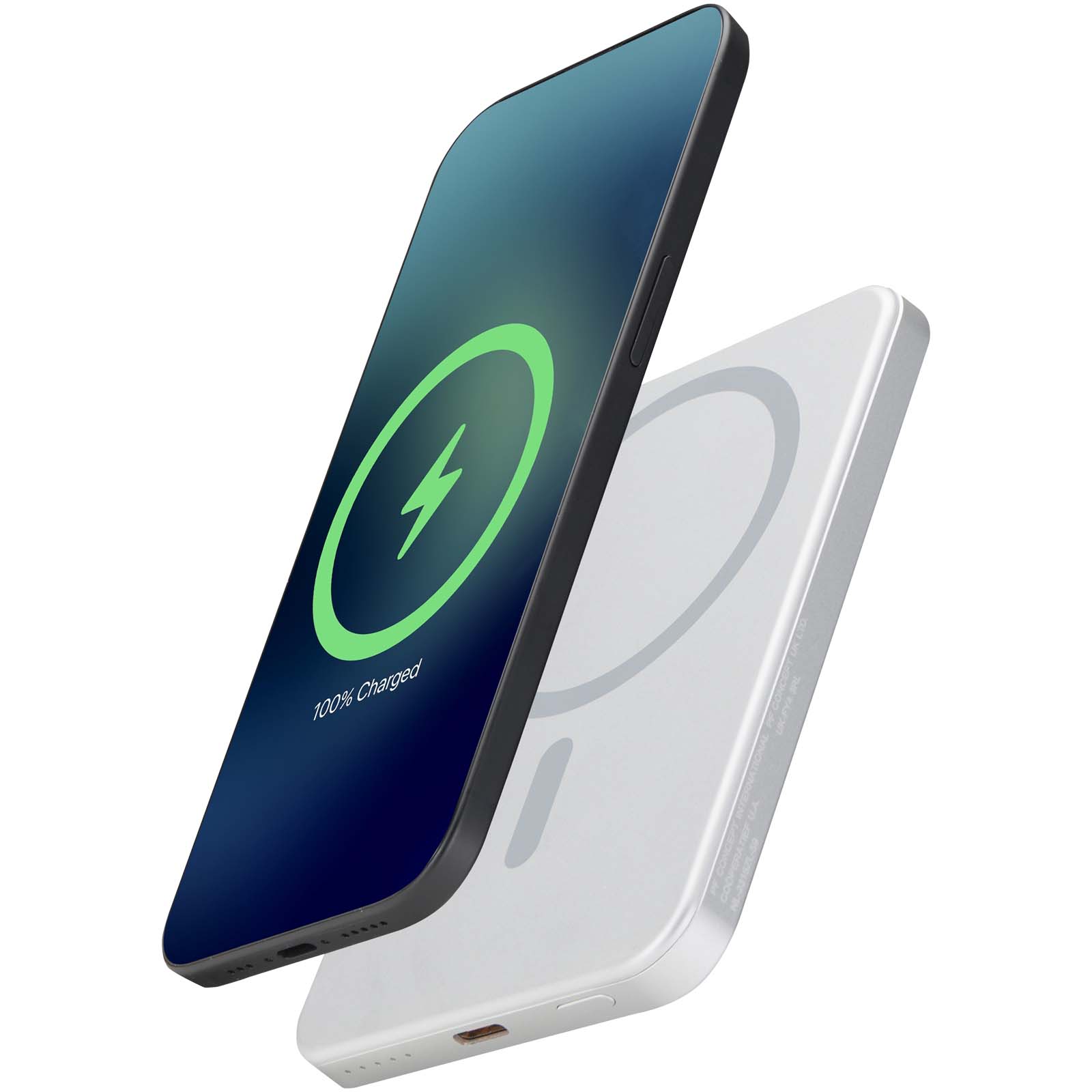 Powerbanka Unbranded Přenosná nabíječka Avis 5000 mAh RCS z recyklovaného hliníku s magnetickým připojením  Silver