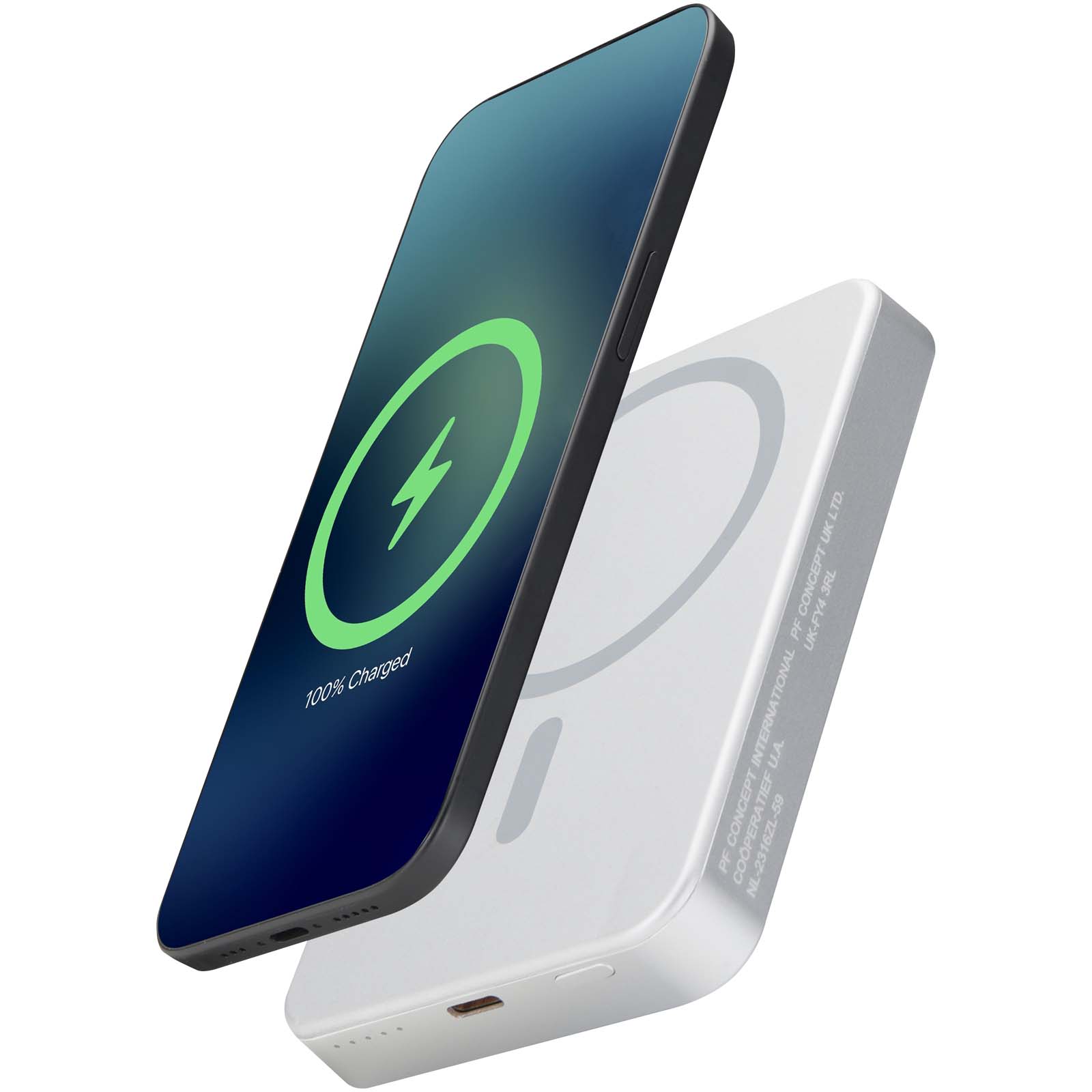 Powerbanka Unbranded Přenosná nabíječka Avis 10 000 mAh z recyklovaného hliníku s magnetickým připojením  Silver