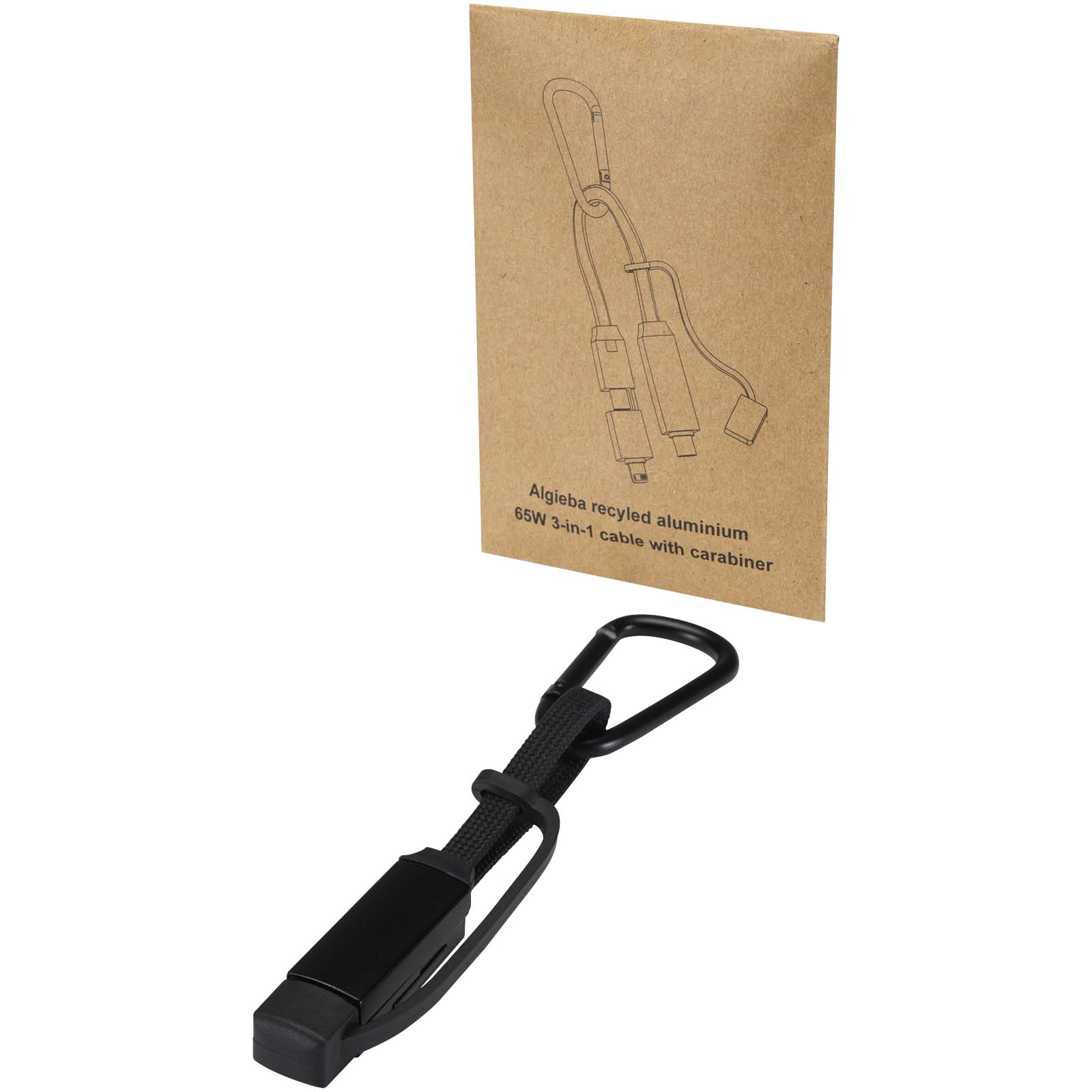 Příslušenství k PC Unbranded Nabíjecí kabel Algieba 65 W 3 v 1 z recyklovaného hliníku s karabinou Solid black