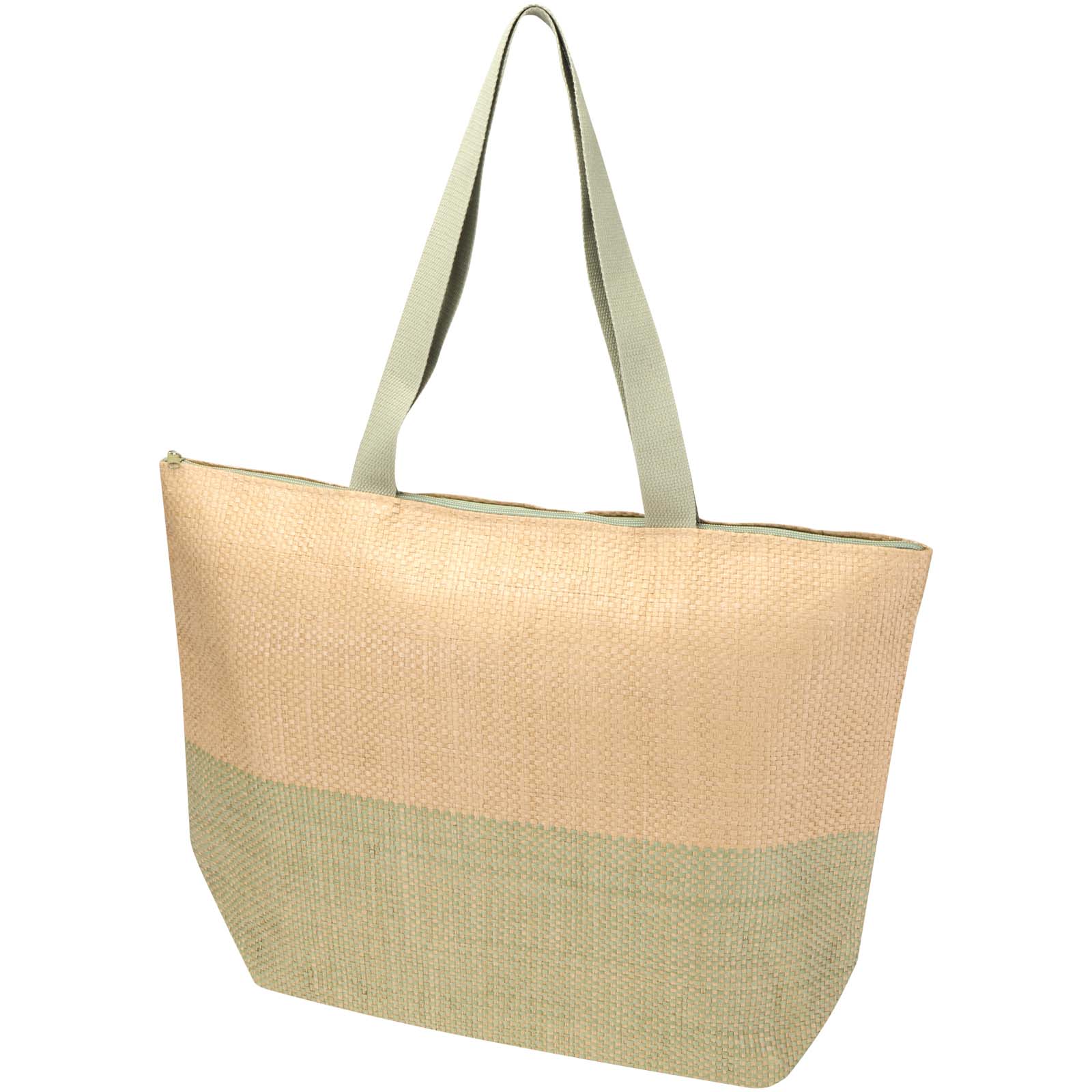 Nákupní taška Unbranded Velká taška na zip Rhythm ze slámového papíru, 21 l Heather green