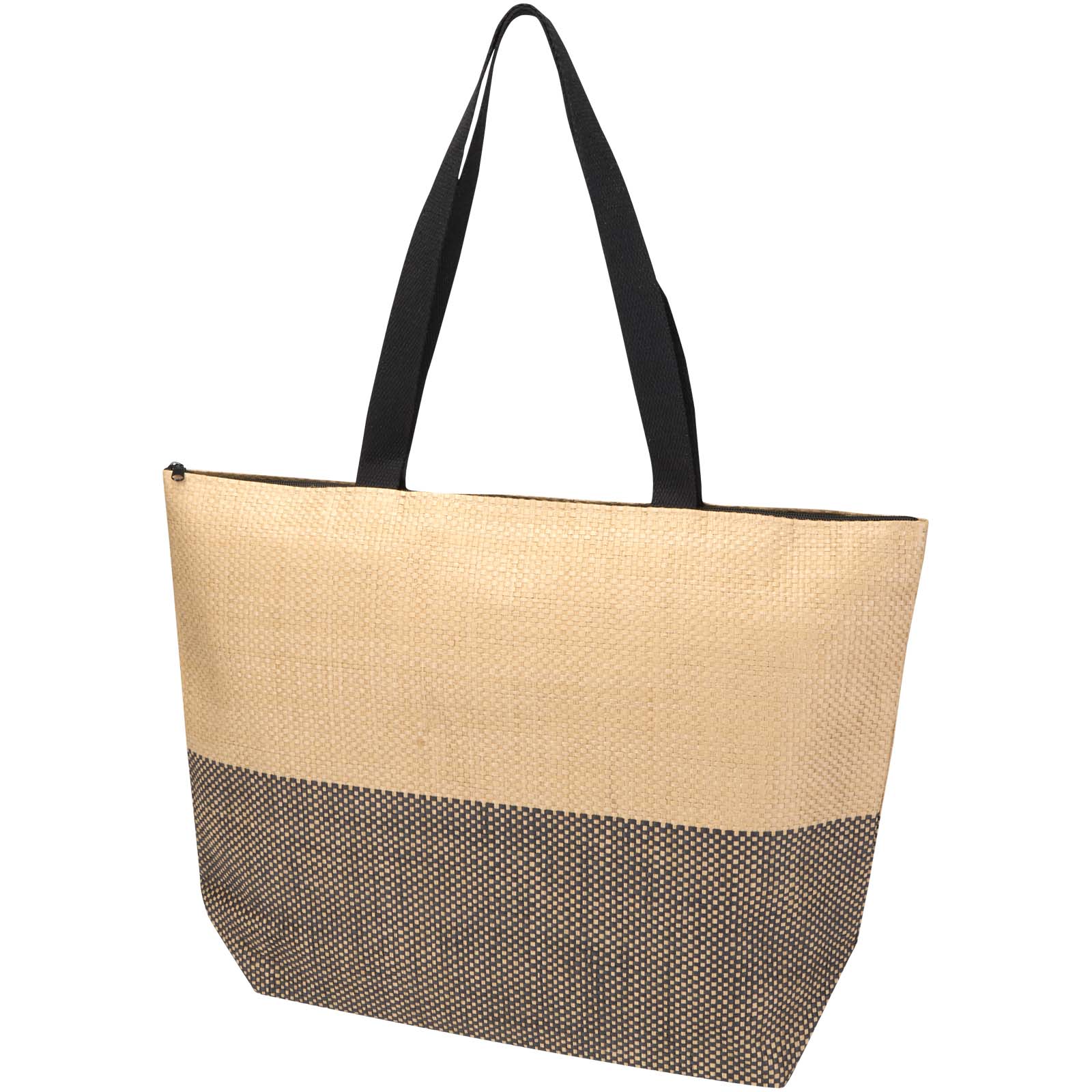 Nákupní taška Unbranded Velká taška na zip Rhythm ze slámového papíru, 21 l Solid black