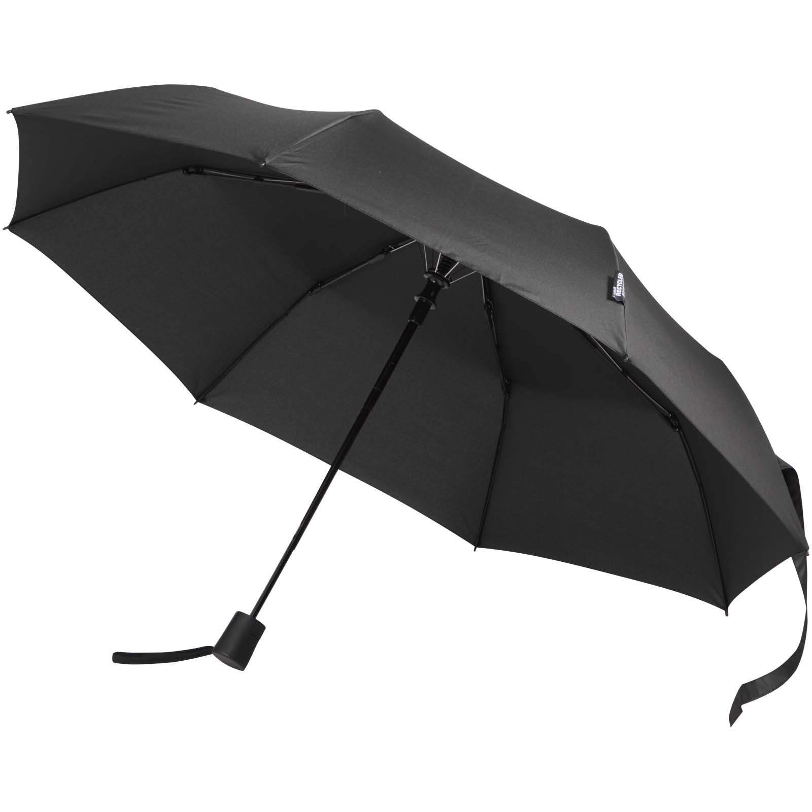 Skládací deštník Unbranded Skládací deštník Agnes o průměru 21 palců s automatickým otevíráním z materiálu RPET Solid black