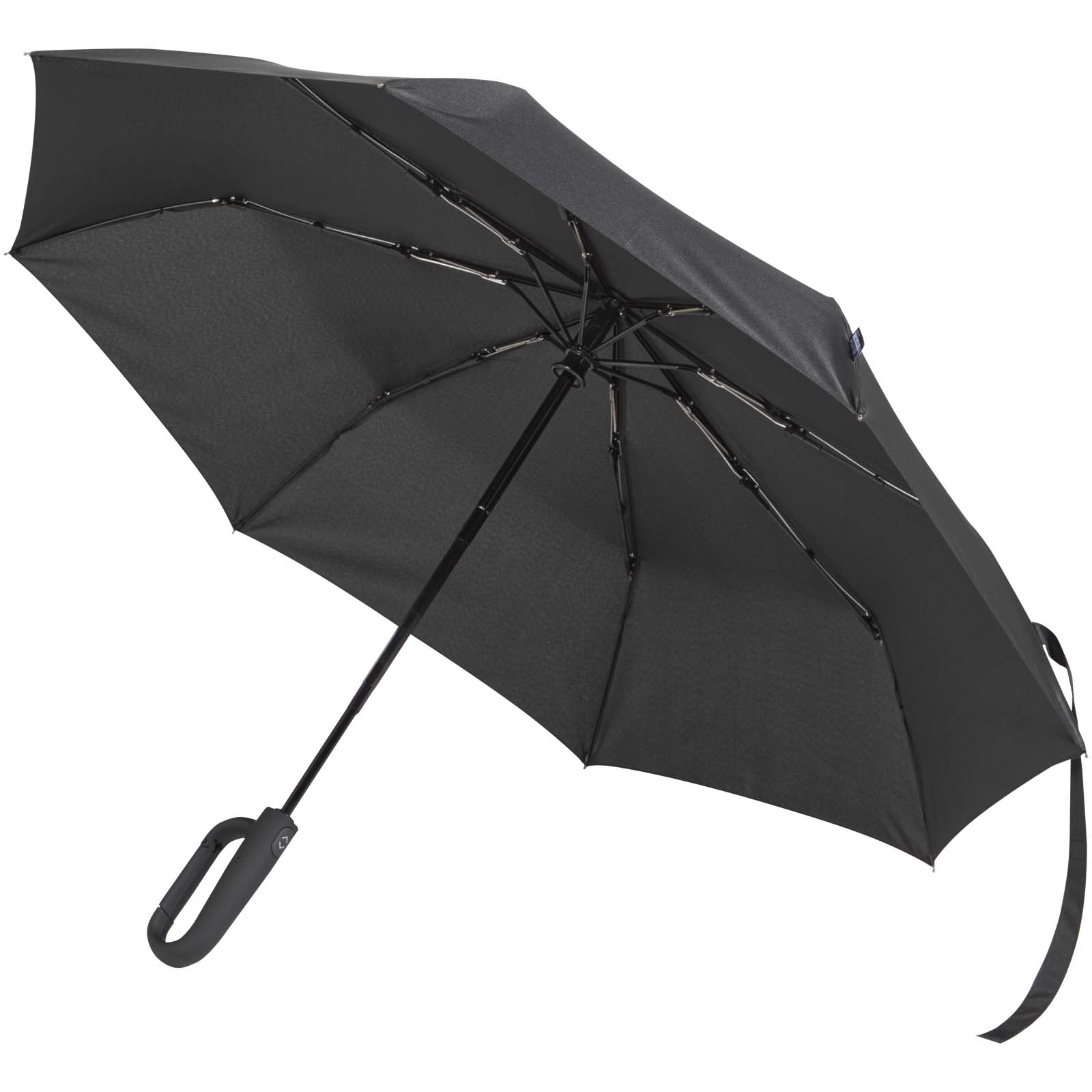 Skládací deštník Unbranded Skládací deštník SMART z RPET o průměru 21 palců Solid black