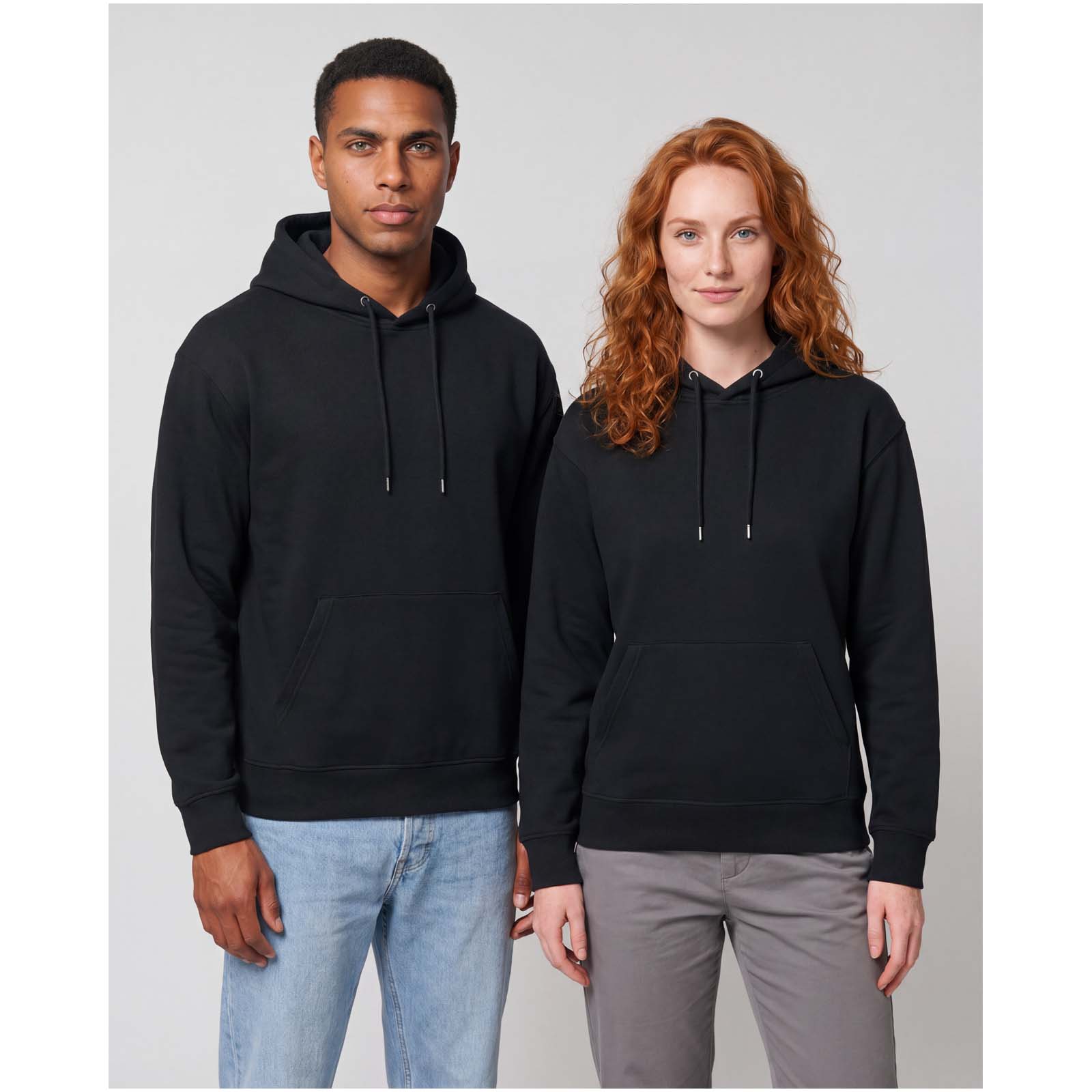 Pánská mikina s klokankou Elevate Boris unisex oversize mikina s kapucí z organického OCS materiálu o gramáži 280 g/m2 Solid black