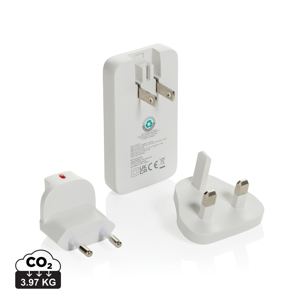 Plochá GaN nabíječka Fluxo RCS 65W s un. konektory Bílá