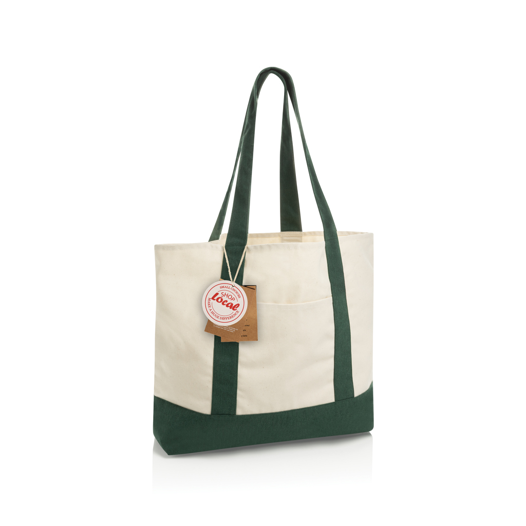 SHOP LOCAL AWARE™ taška Tote z recyklované bavlny 350 gsm. Zelená