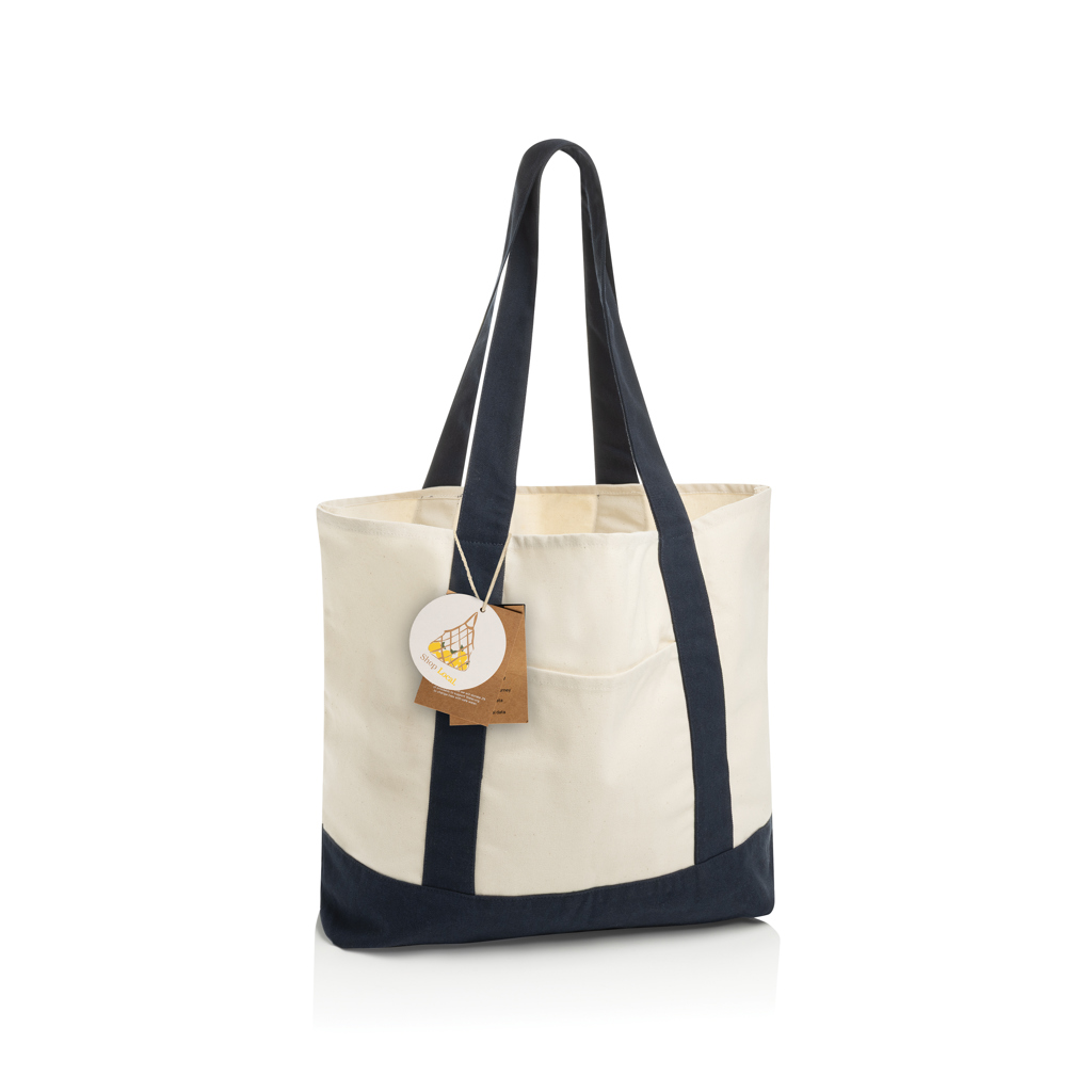 SHOP LOCAL AWARE™ taška Tote z recyklované bavlny 350 gsm. Námořnická modrá
