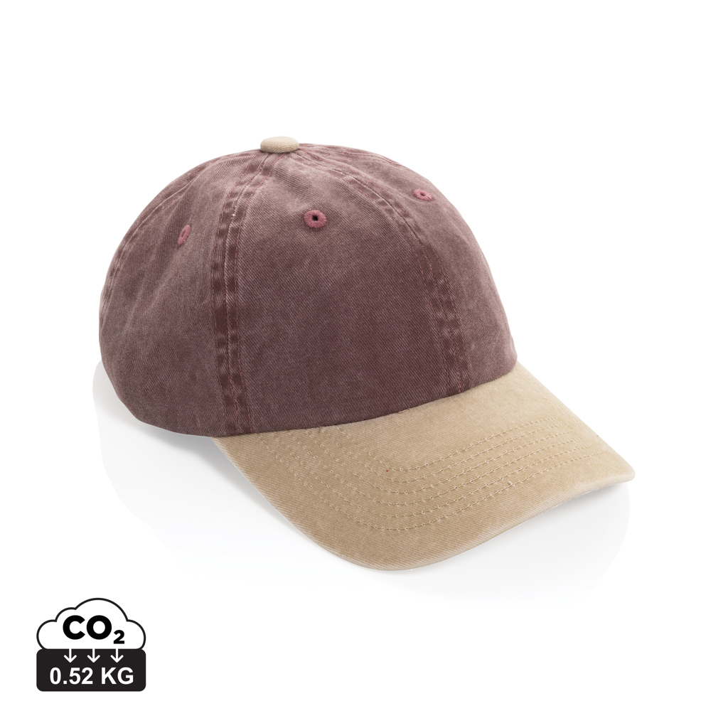 BEAU AWARE™ praná 6panelová dvoubarevná kšiltovka z bavlněné maroon