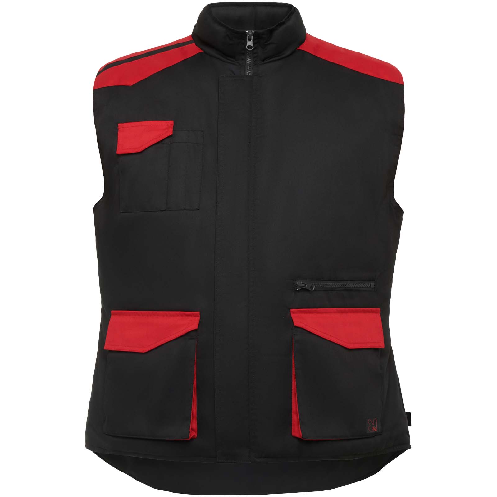 Pracovní oděvy Roly WRK Armada pracovní vesta s kapsami Solid black, Red