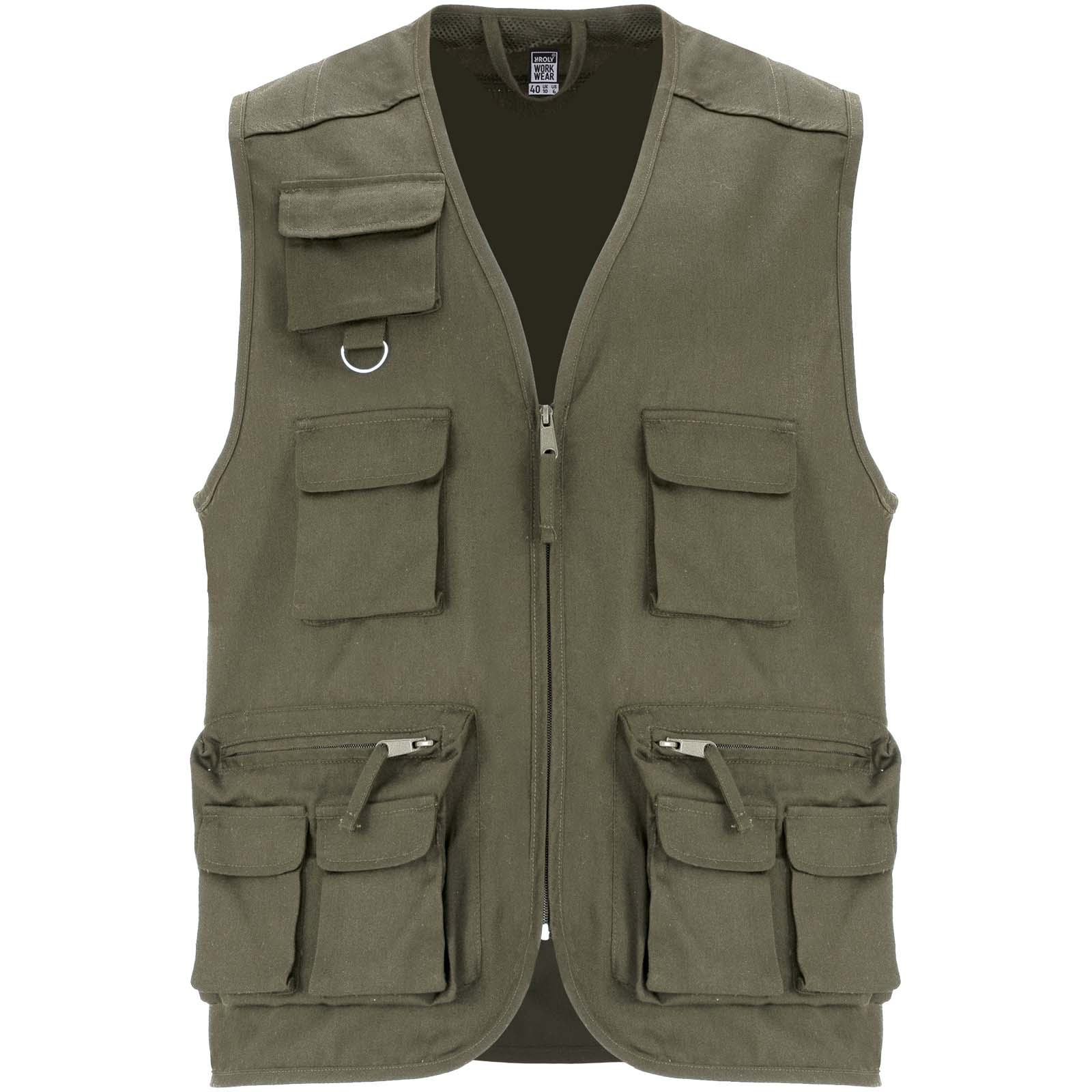 Pracovní oděvy Roly WRK Venera pracovní vesta s výstřihem do V a kapsami o gramáži 200 g/m2  Militar green
