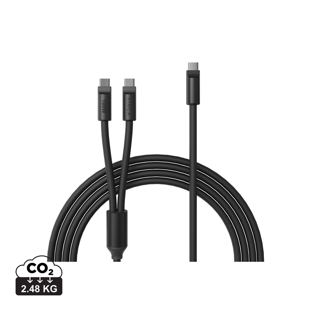 Multifunkční nabíjecí kabel VINGA Baltimore (C+2C) Černá