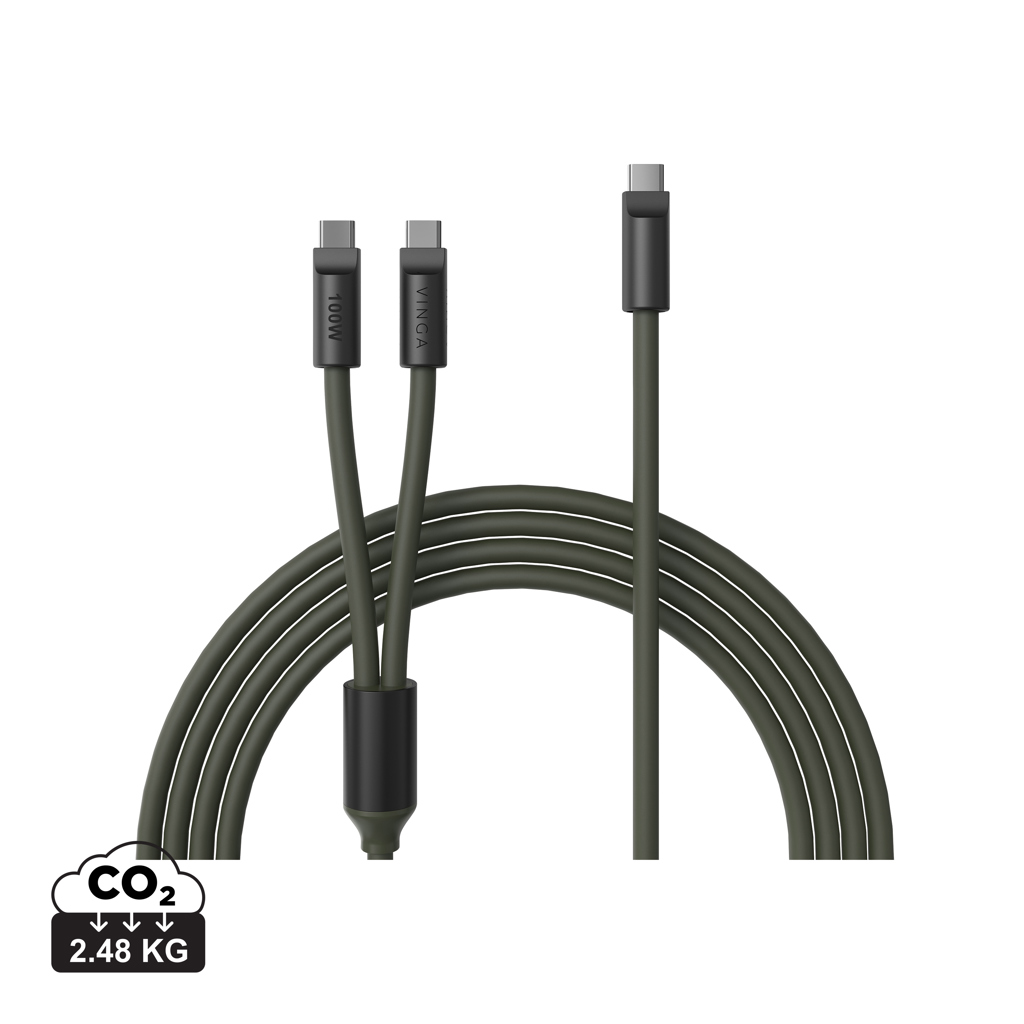Multifunkční nabíjecí kabel VINGA Baltimore (C+2C) Zelená